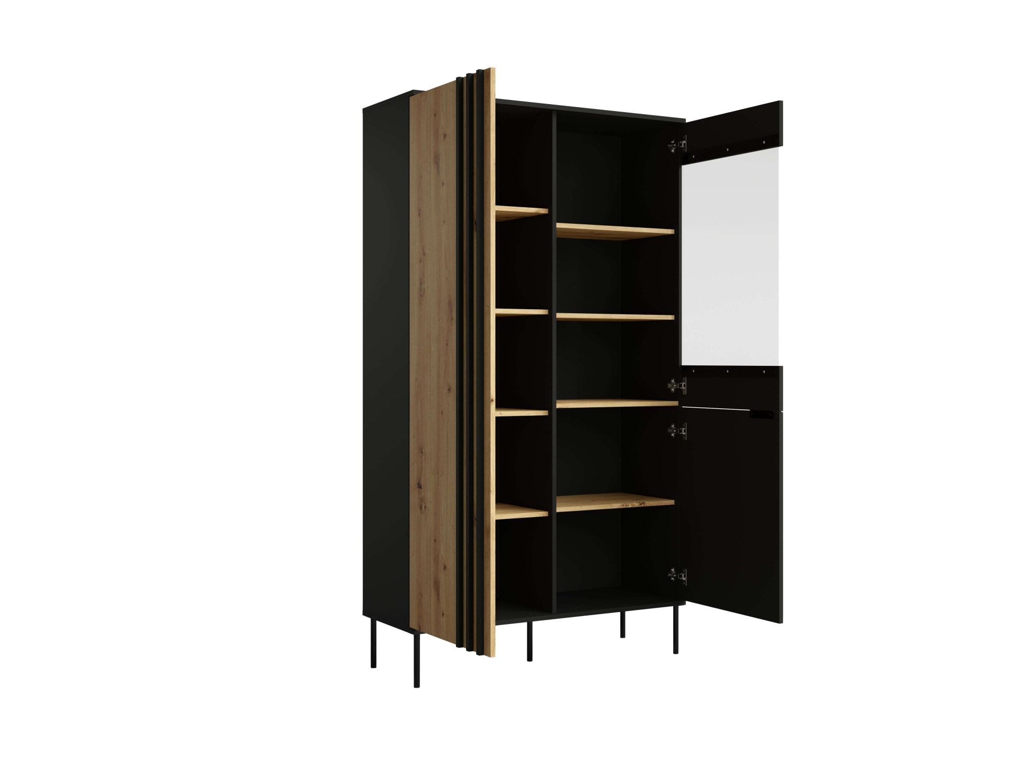 GOODproduct Vitrine »AELLOR Vitrineschrank mit/ohne Beleuchtung, verglast, viel Stauraum« Standvitrine/Glasvitrine mit 2 Türen, 8 Einlegeböden, matt Hochschrank