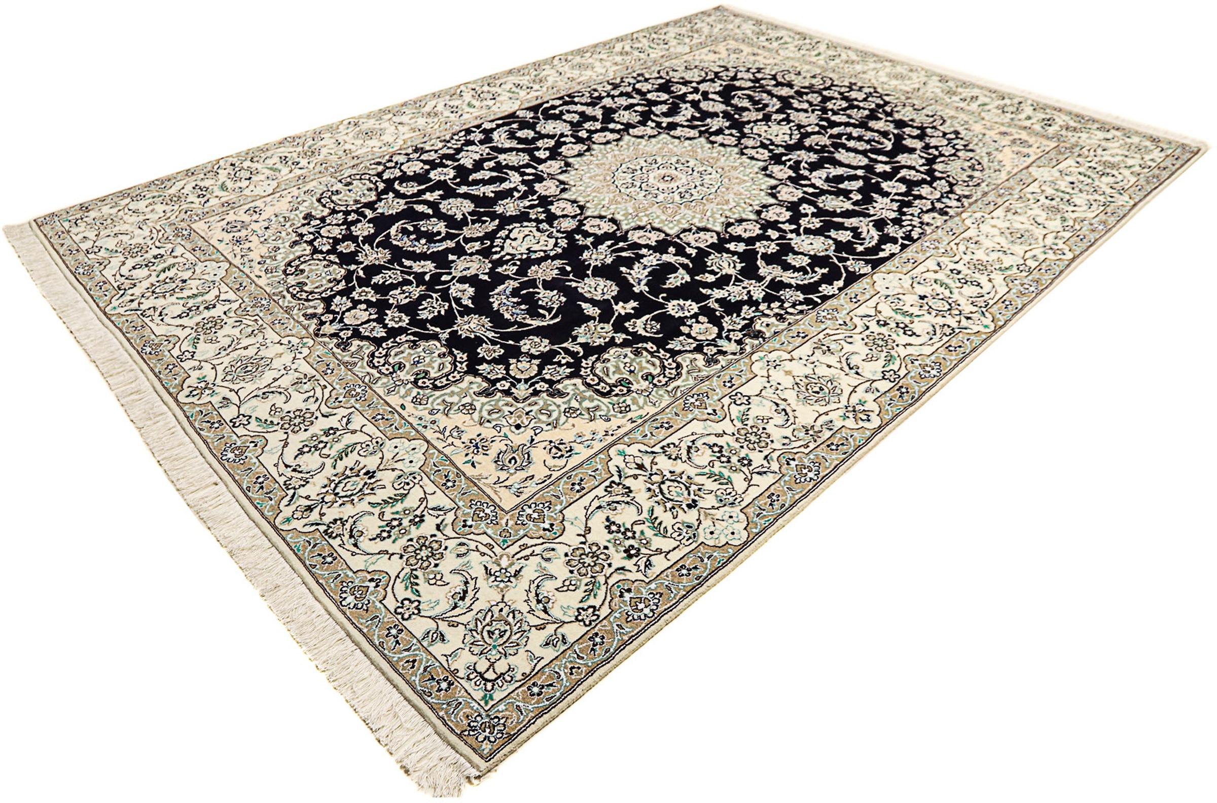 Image of morgenland Orientteppich »Perser - Nain - Royal - 345 x 246 cm - dunkelblau«, rechteckig, 10 mm Höhe, Wohnzimmer, Handgeknüpft, Einzelstück mit Zertifikat bei Ackermann Versand Schweiz