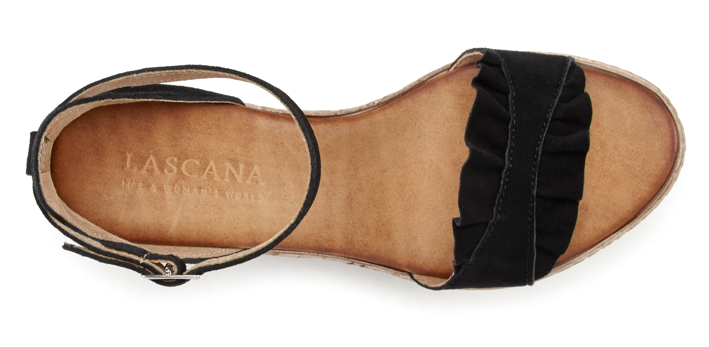 LASCANA Sandalette »Sommerschuh«, Sandale, Sommerschuh aus Leder mit Keilabsatz