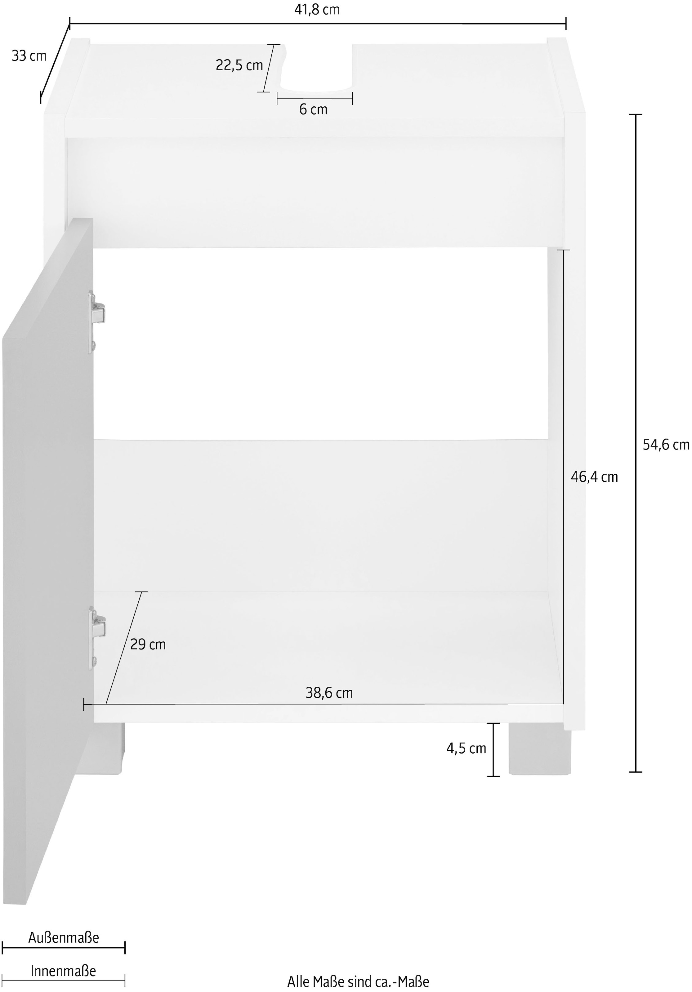 INOSIGN Waschbeckenunterschrank »List«, 41,8 grifflos, Breite cm, auf Siphonausschnitt 54,6 cm, Höhe versandkostenfrei