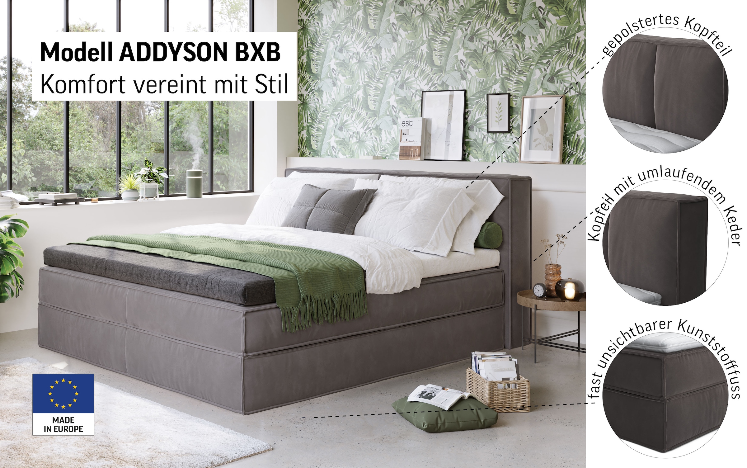 LeGer Home by Lena Gercke Lit boxspring »Addyson« Härtegrade H2, H3 und H4 wählbar,  Boxspringbett inkl. Topper, 2 Matratzen