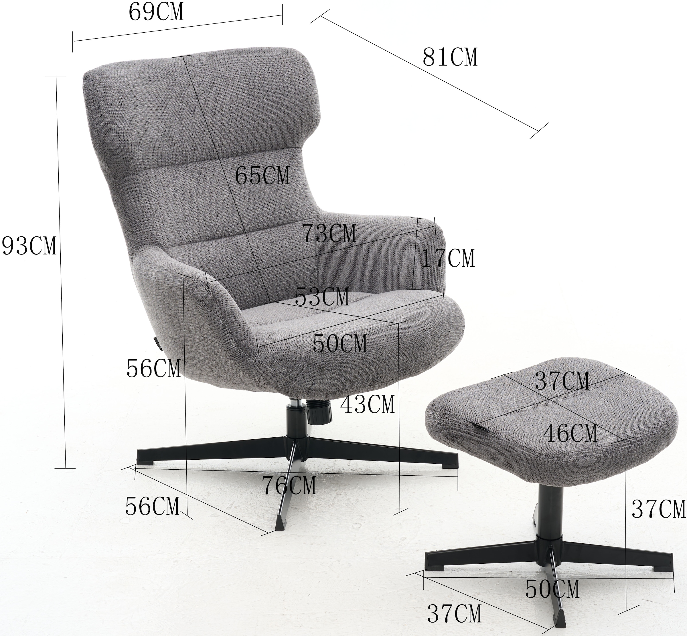 Home affaire Sessel »Clarah Relaxsessel, TV-Sessel mit Hocker«, 360° Grad drehbar