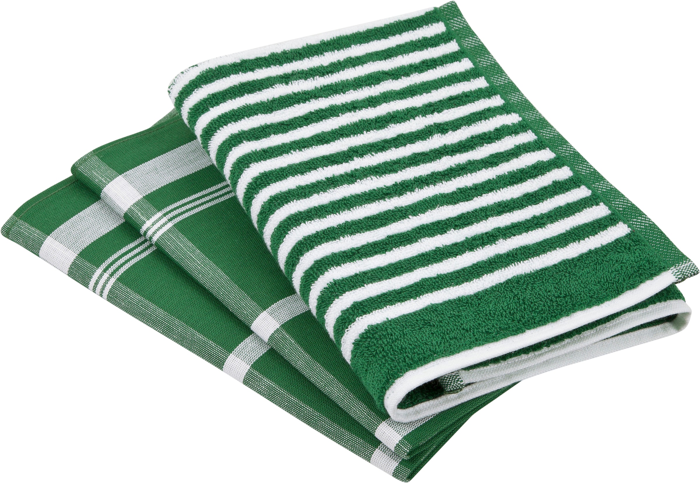 Image of ROSS Geschirrtuch "Exclusiv" 1x Küchen-Frottiertuch (Streifen) und 2 Geschirrtücher (Karodesign)