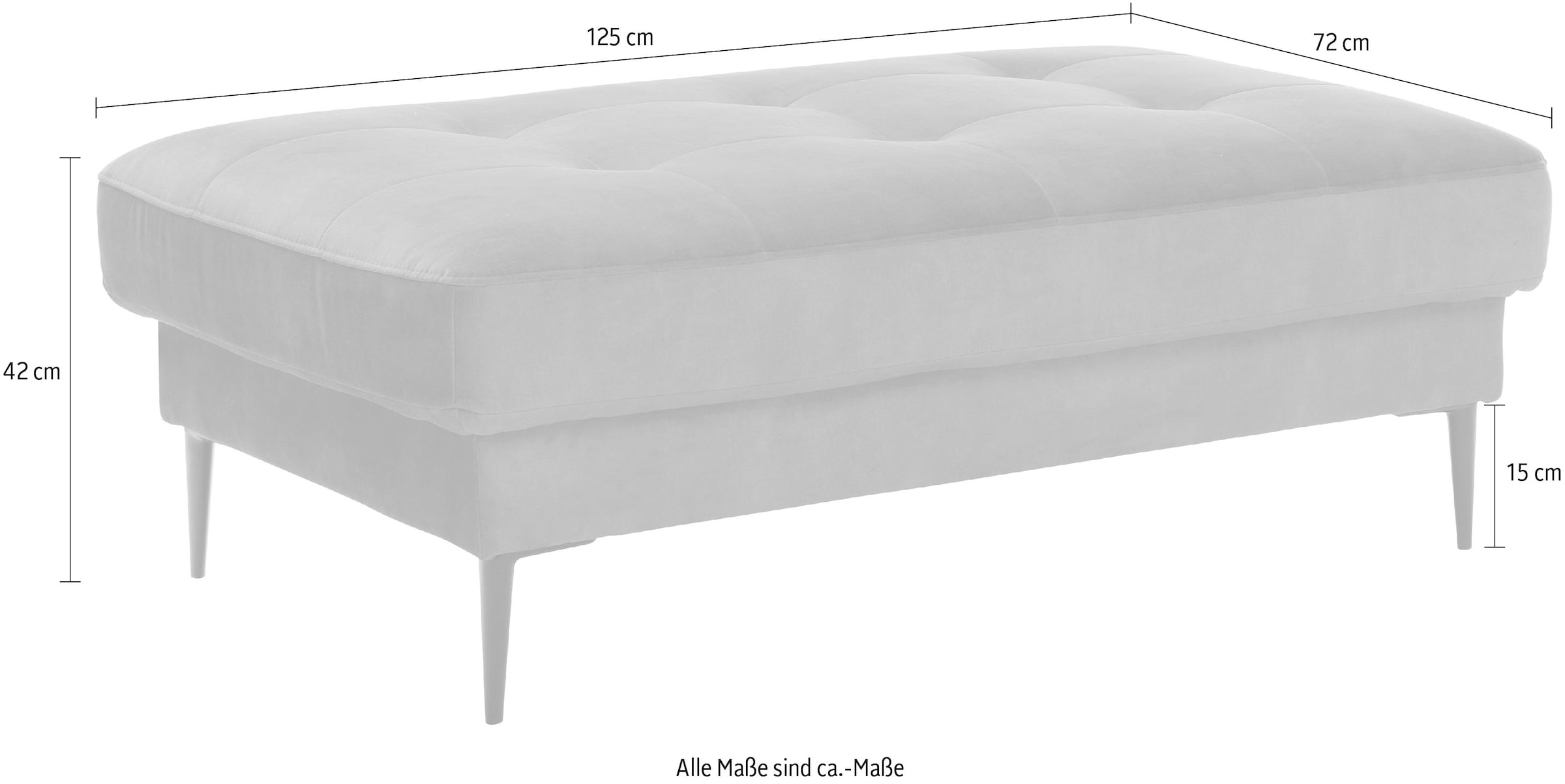 TRENDMANUFAKTUR Polsterhocker »Luzi, Polsterhocker, moderner Fusshocker« passend zur Serie, extra hohe Metallfüsse, 125 x 42x 72 cm