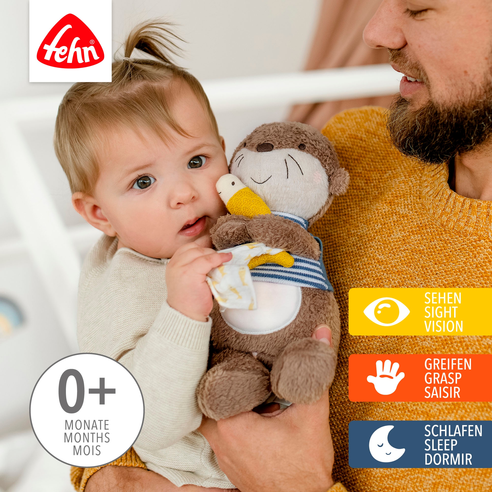 Fehn Peluche »Otter Theo, Nachtlicht« mit »Glow-in-the-dark«-Bestickung & Nachtlicht-Modul