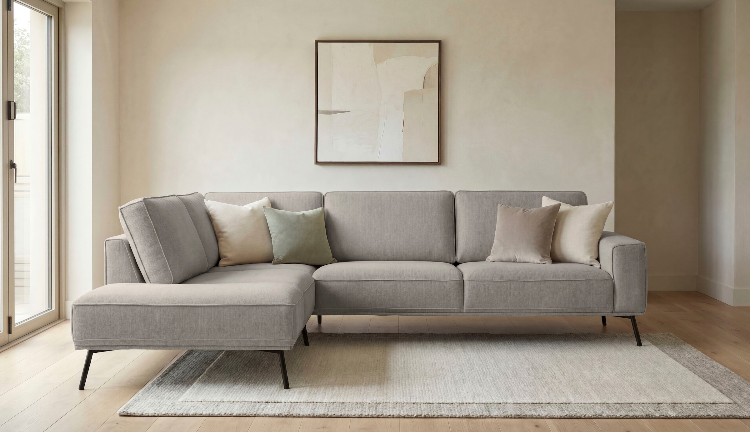 GOODproduct Canapé d'angle »Vosby« 260 cm, Chenille,  mit dekorativer Kedernaht, Wellenunterfederung