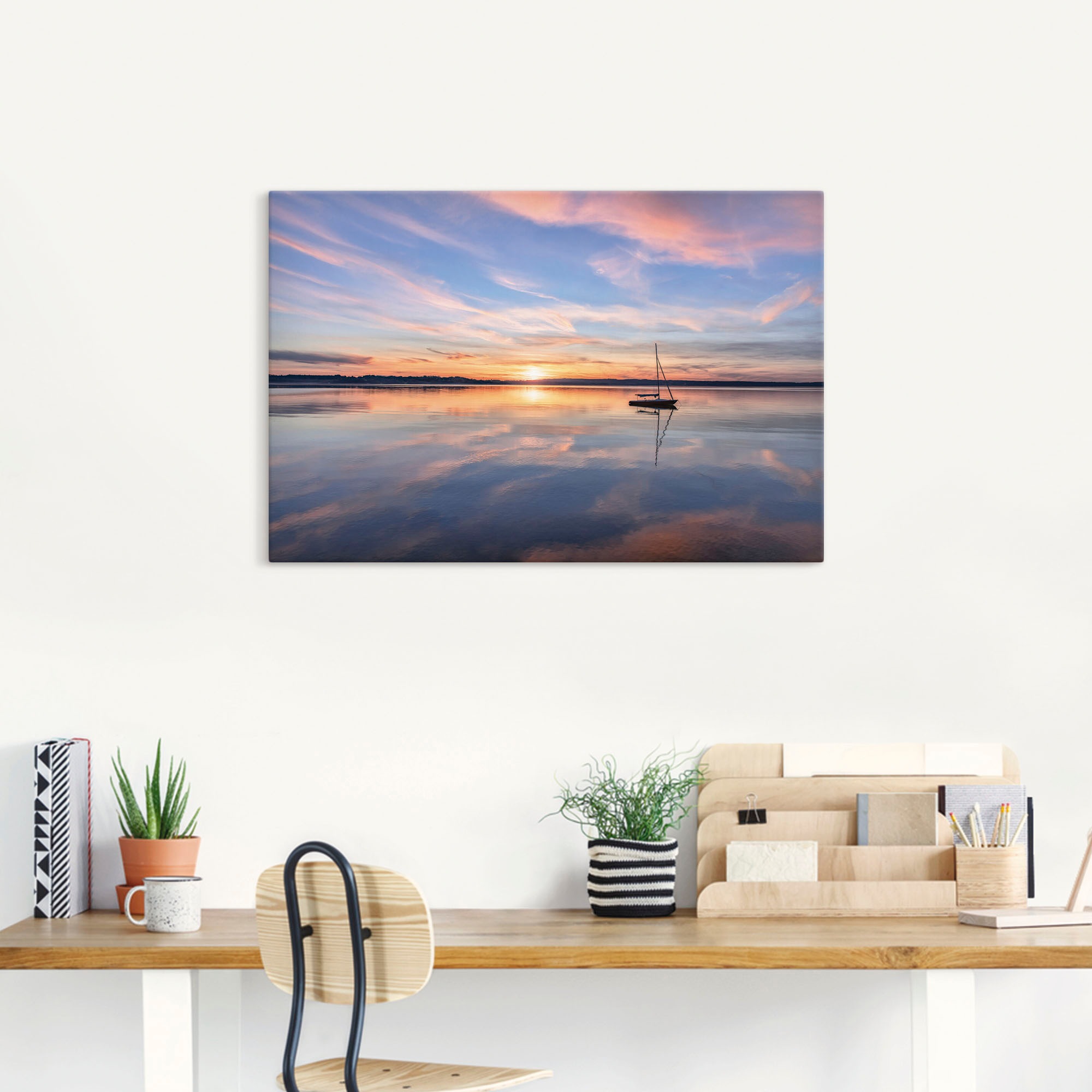 Artland Leinwandbild »Sonnenuntergang am Starnberger See II« Bilder vom Sonnenuntergang & -aufgang 1 Stk. tlg. auf Holzrahmen gespannt