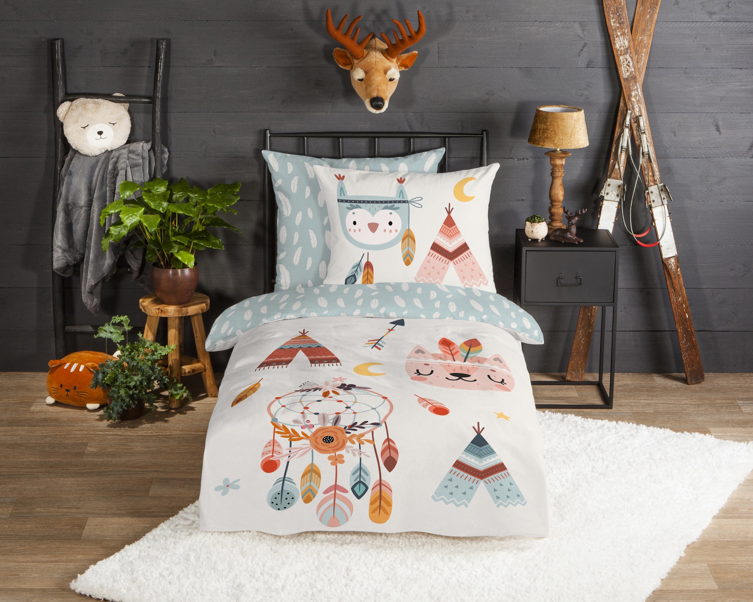 good morning Kinderbettwäsche »Dreamy«, Flanell, Biber, 135x200, Warm, Reissverschluss, Wende, Kind, Boho