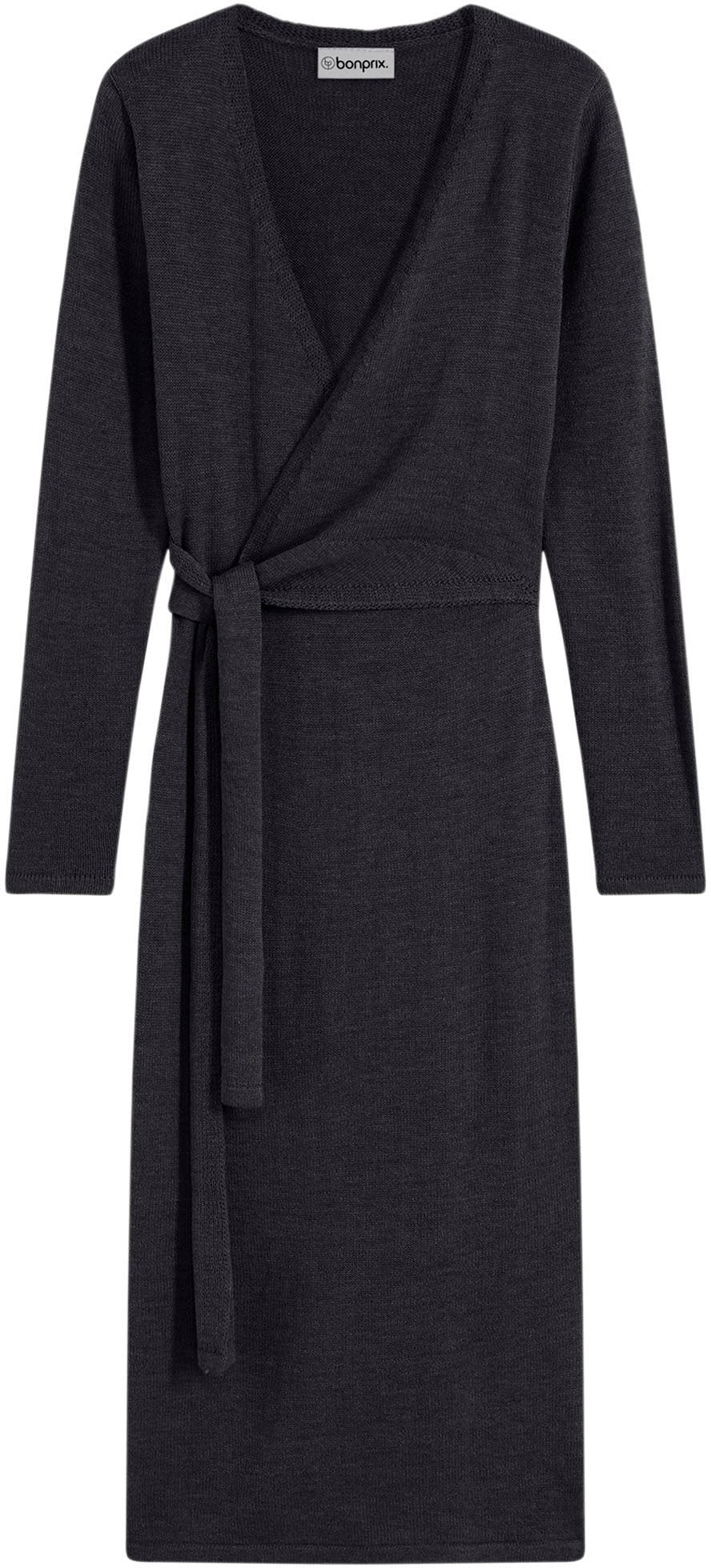 bonprix Robe en tricot »Midi-Strickkleid« mit modernem Wickel-Design, aus Polyacryl und Polyester