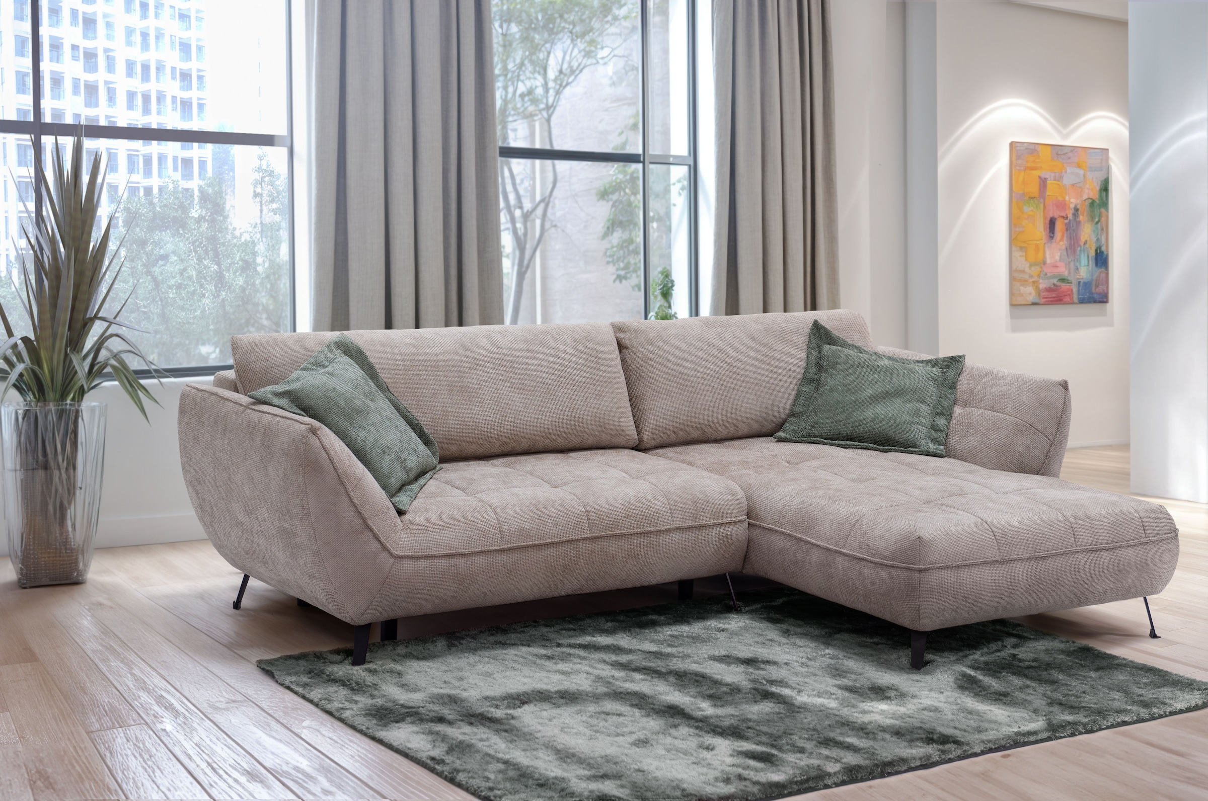 Image of exxpo - sofa fashion Ecksofa "Samoa, bequem&modern, mit Easy-Lift-Bettfunktion, Breite 282cm, L-Form" Polsterecke inkl. Bettfunktion & Bettkasten. Komfortsitzhöhe 47cm