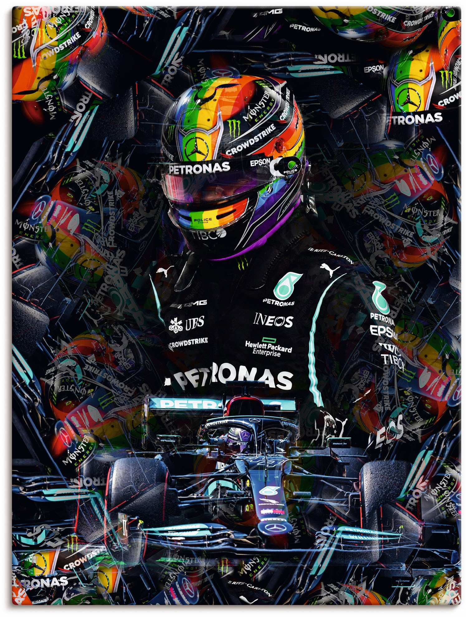 Image of Artland Leinwandbild "Sir Lewis Hamilton Motorsportlegende" Bilder von Männern 1 Stk. tlg. auf Holzrahmen gespannt