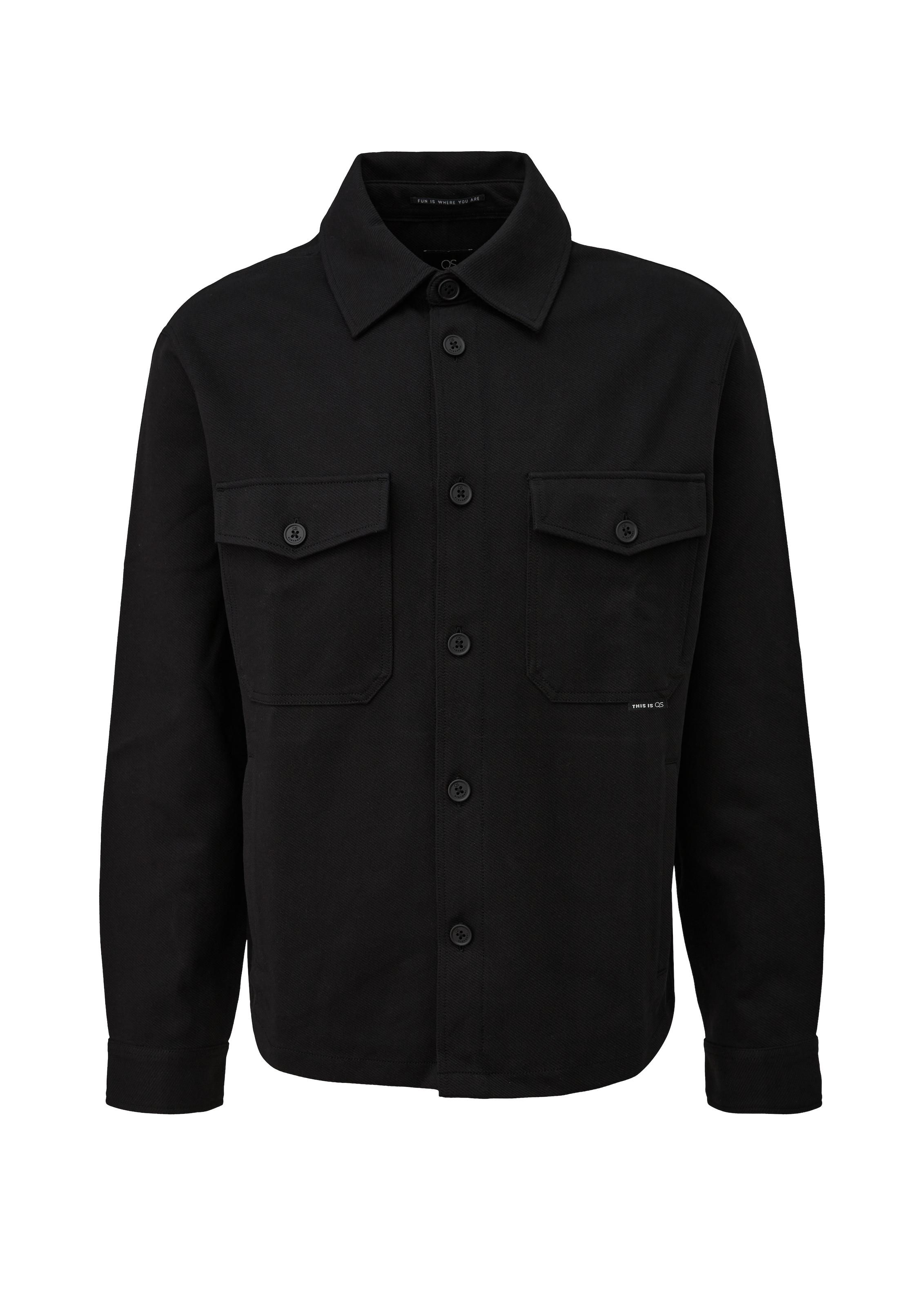 QS Langarmhemd Overshirt mit Knopfleiste und Brusttaschen / Stretch