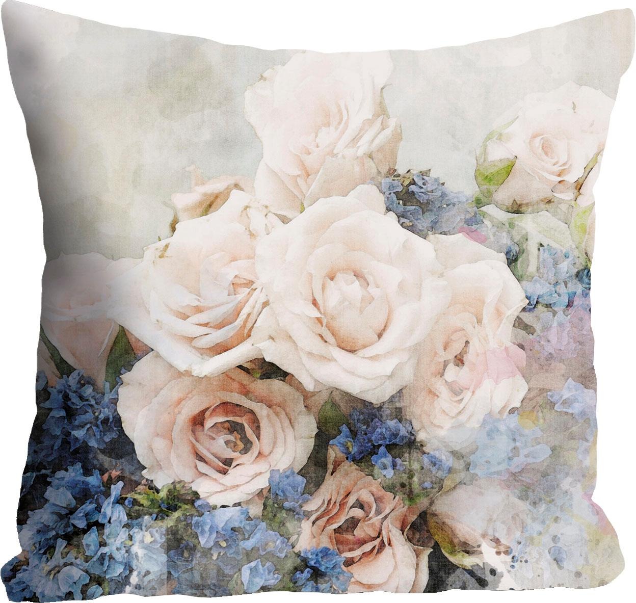 Image of queence Dekokissen "Blüten" Kissenhülle ohne Füllung, 1 Stück