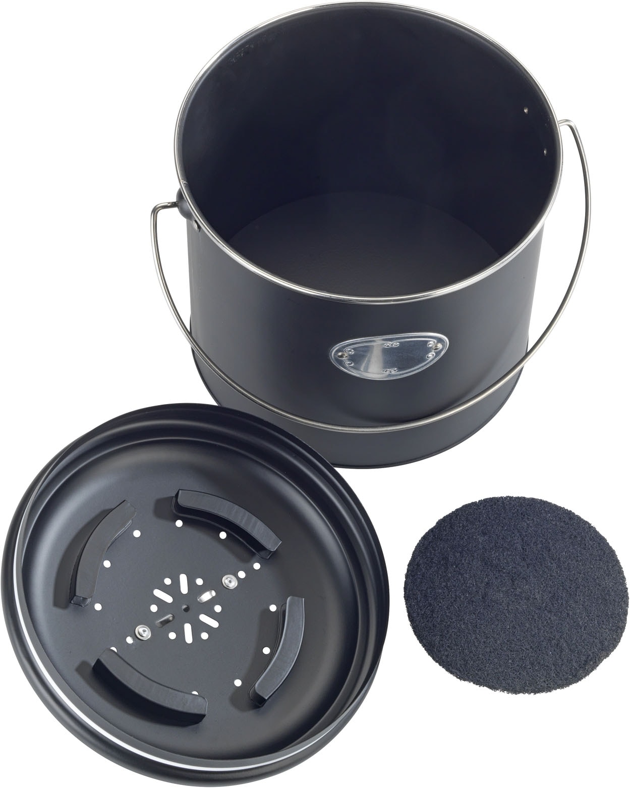 WENKO Biomülleimer »Modell Nero« Komposteimer aus Metall, inkl. 3 Aktivkohlefiltern zum Wechseln, 6 L