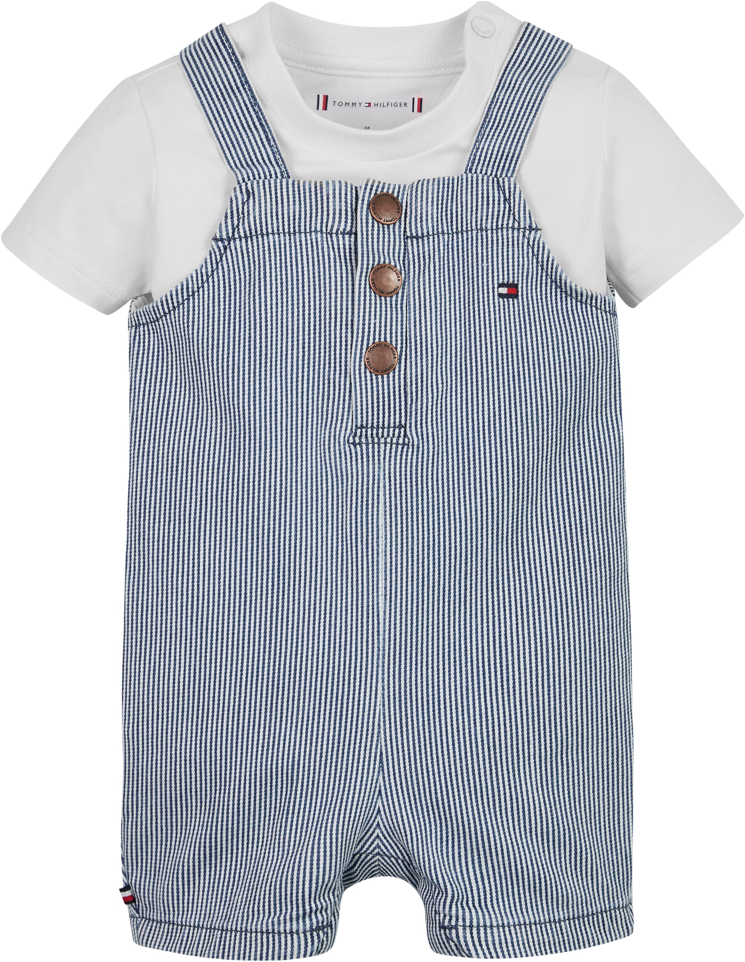 Shirt & Hose »BABY STRIPED DUNGAREE SET«, (Set, Shirt+Latzhose), Baby bis 2 Jahre, Set...