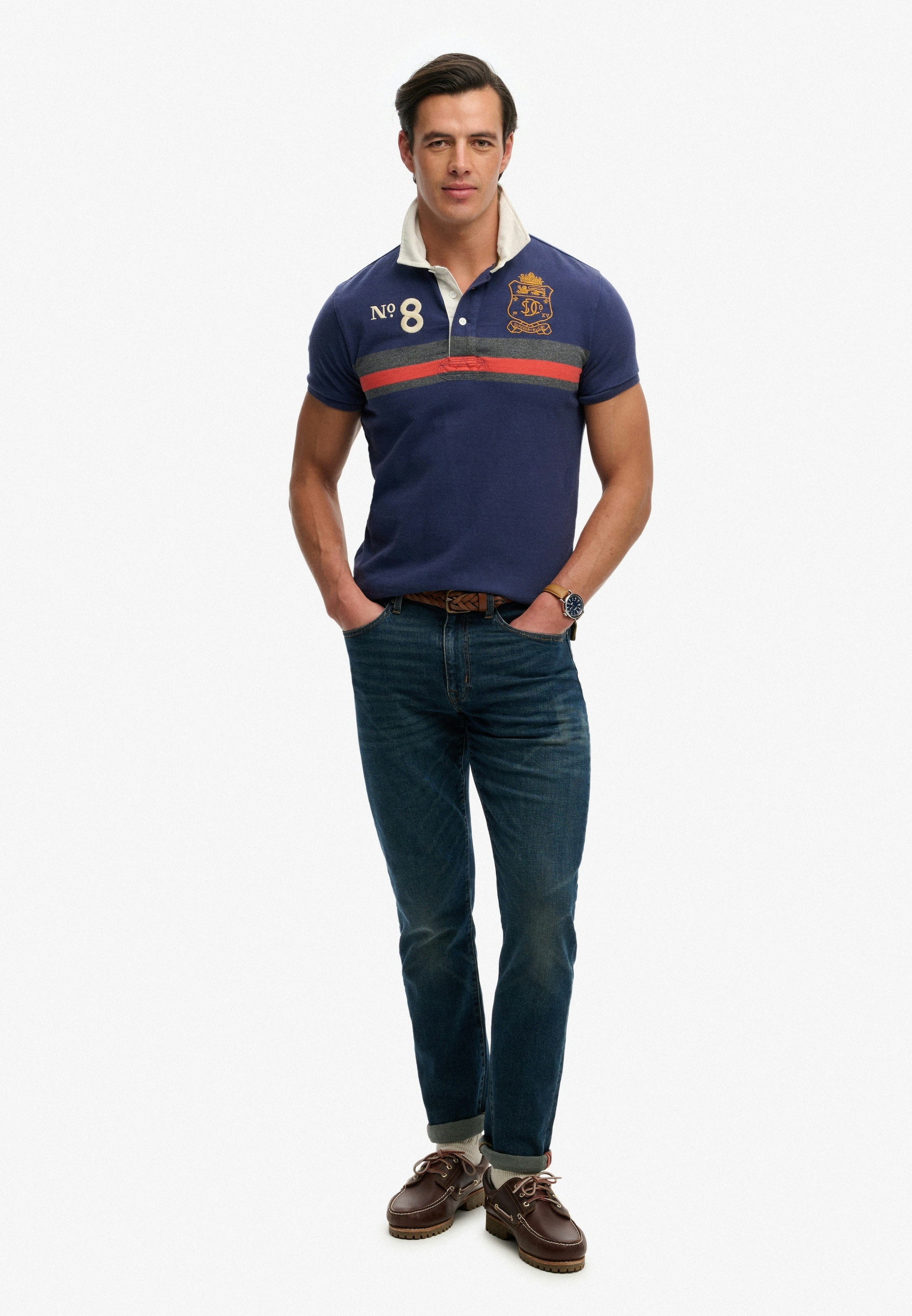 Superdry Polo »DOUBLE EMBLEM JERSEY SS RUGBY« dans le style rugby tendance