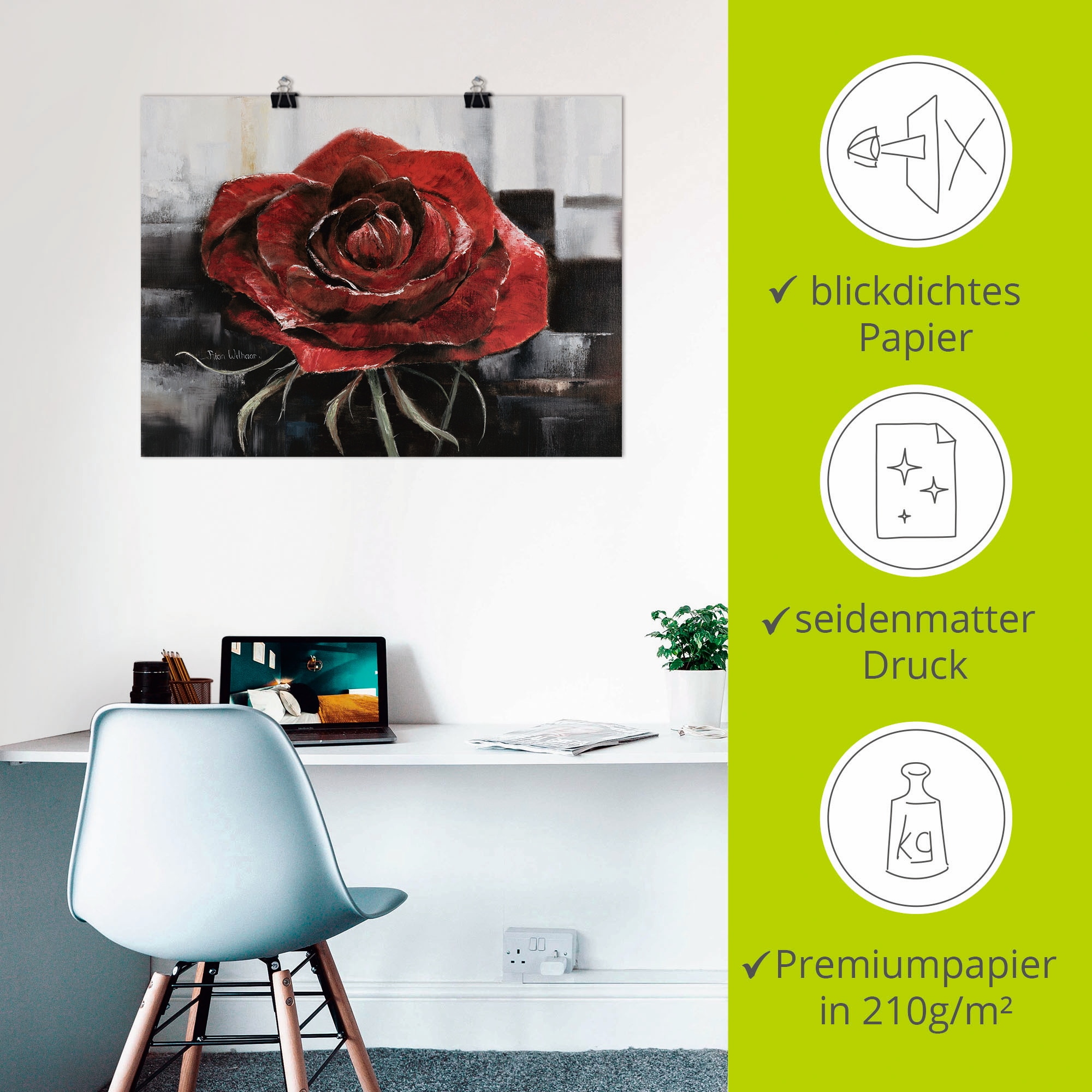 Artland Wandbild »Blühende rote Rose«, Blumen, (1 St.), als Leinwandbild, Poster, Wandaufkleber in verschied. Grössen