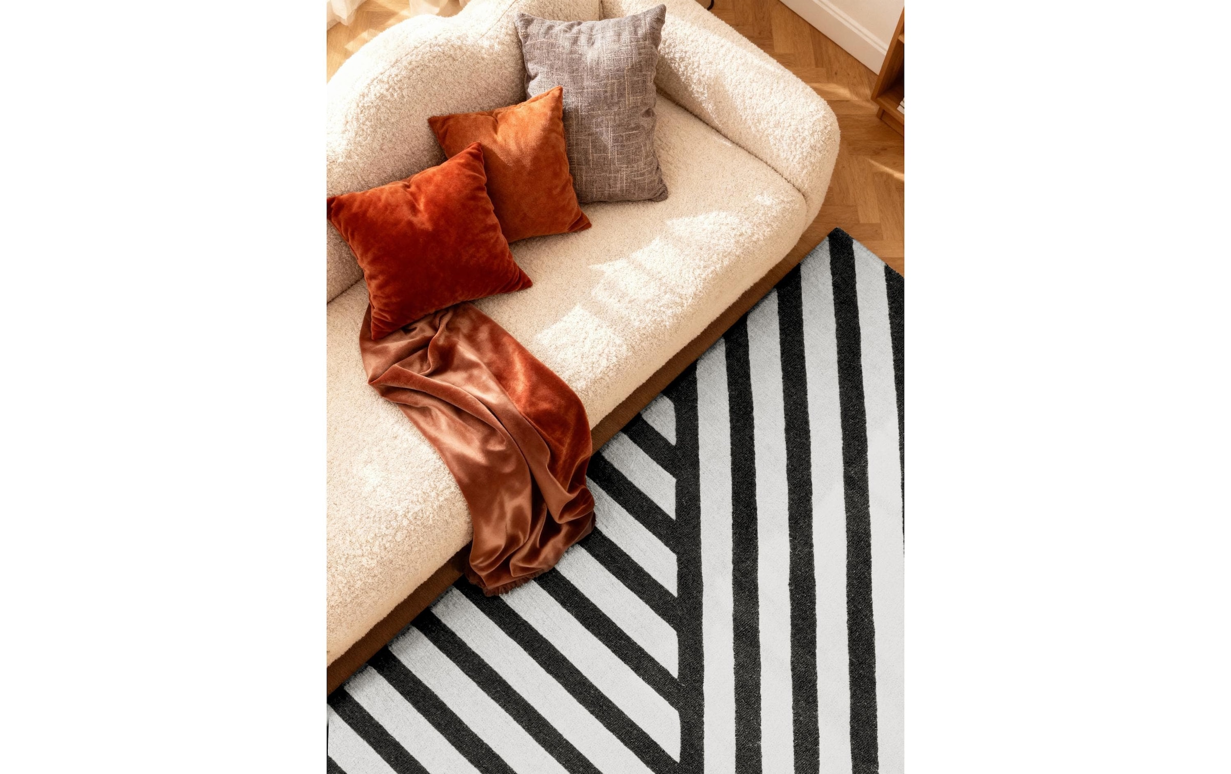 ELLE DECORATION Teppich »Noir« rechteckig 12 mm Höhe Wolle, Natur, Wohnzimmer, schwarz weiss, Modern, Geometrisch, Streifen