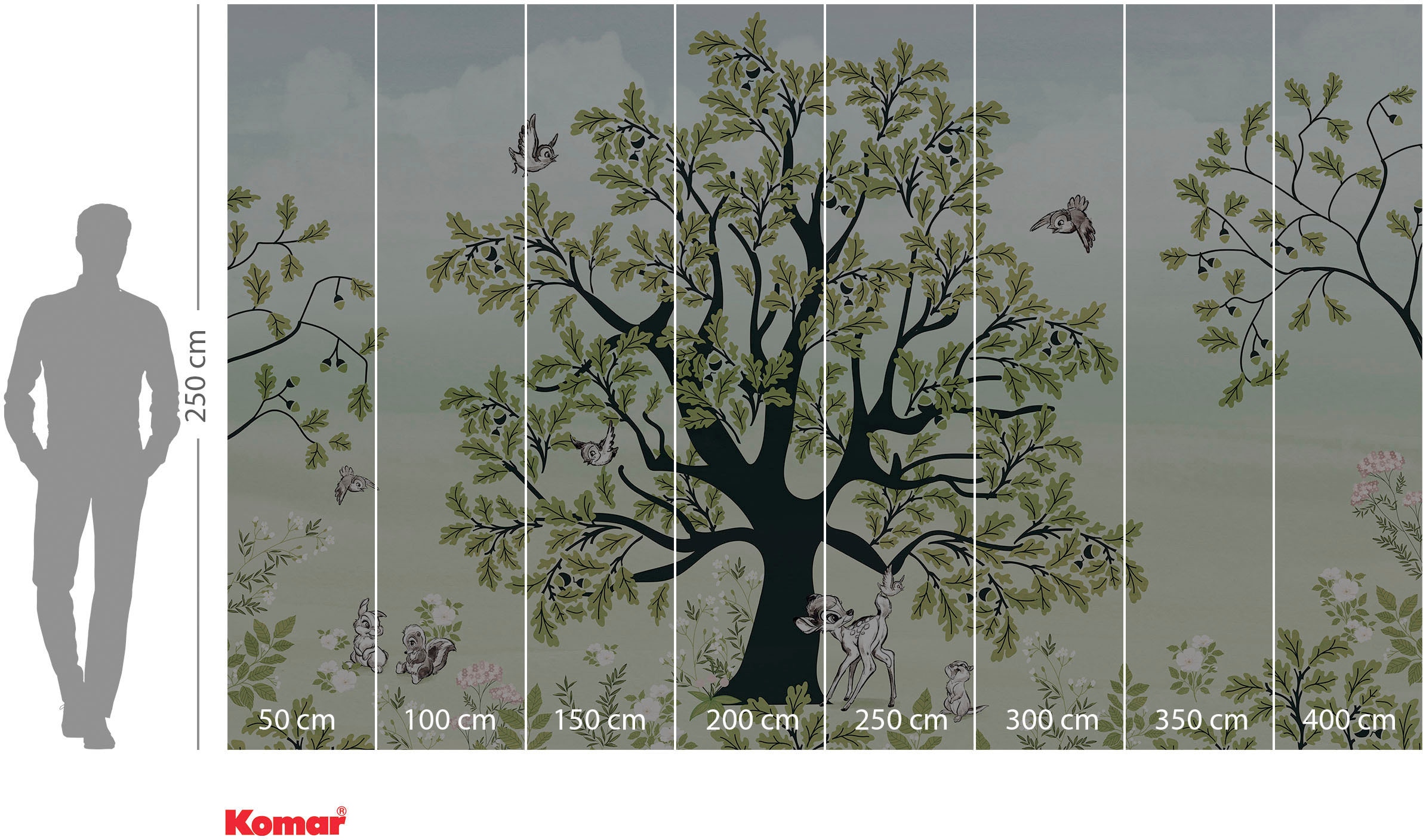 Komar Fototapete »Digitaldruck Vlies - Bambi Forest Friends - Grösse 400 x 250 cm«, bedruckt, Kinderzimmer