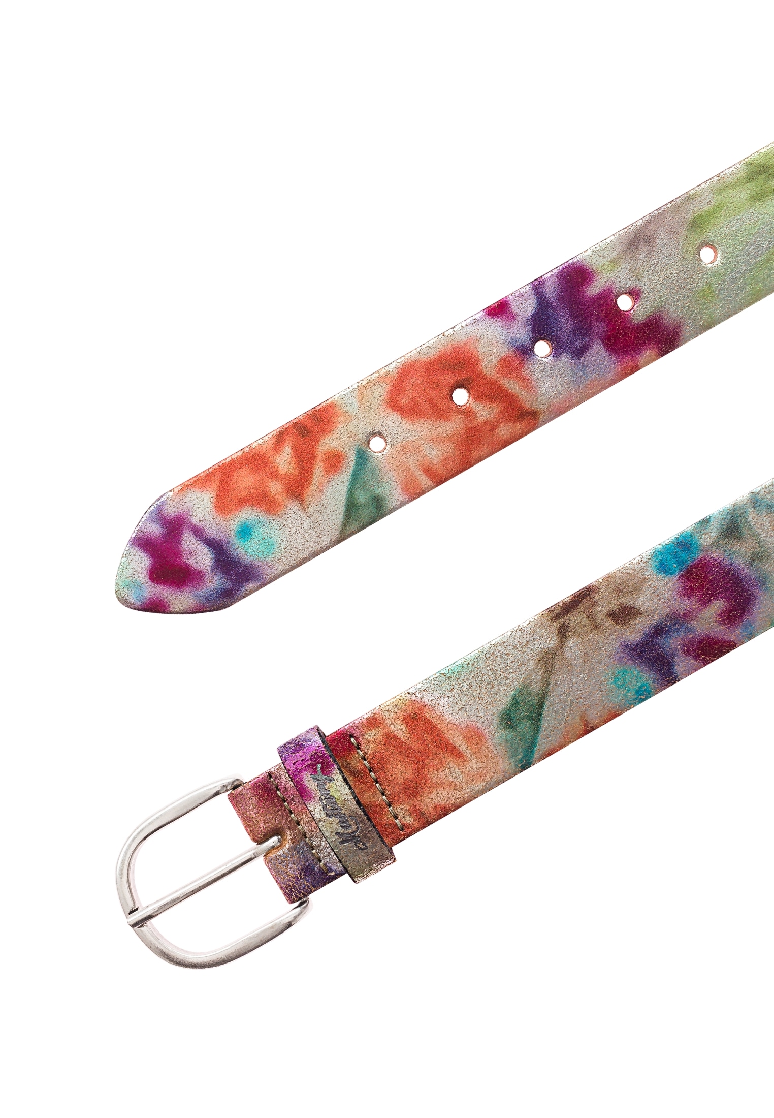 MUSTANG Ceinture en cuir 1 cuis Mit floralem Print und Schliesse in poliertem Silber, 3,5 cm