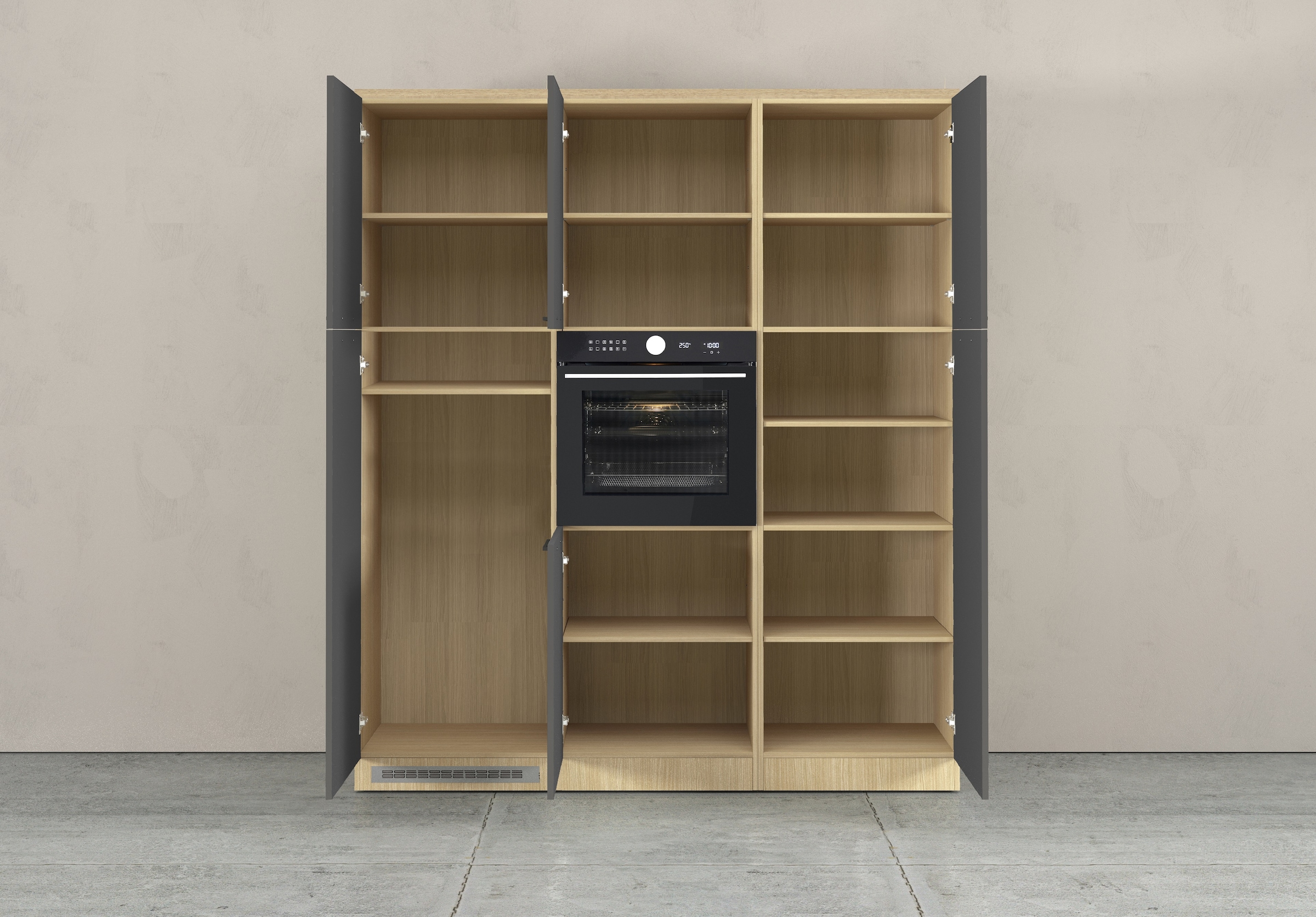 KOCHSTATION Küchenzeile »Luna, Küchenblock, Kücheninsel, Hängeschrank, Made in Italy« 3er-Set, Metallgriffe, Soft-Close-Funktion, inklusive Spüle
