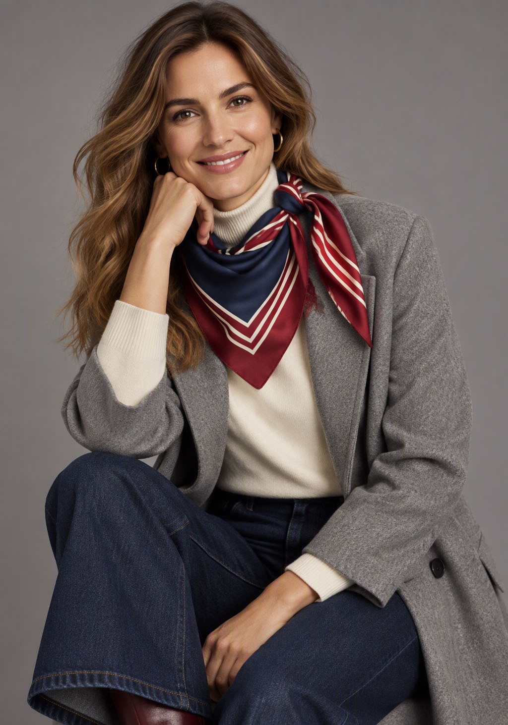 Image of Laura Scott Nickituch aus Satin, gemustert mit Streifen, für Casualmode und Streetwear