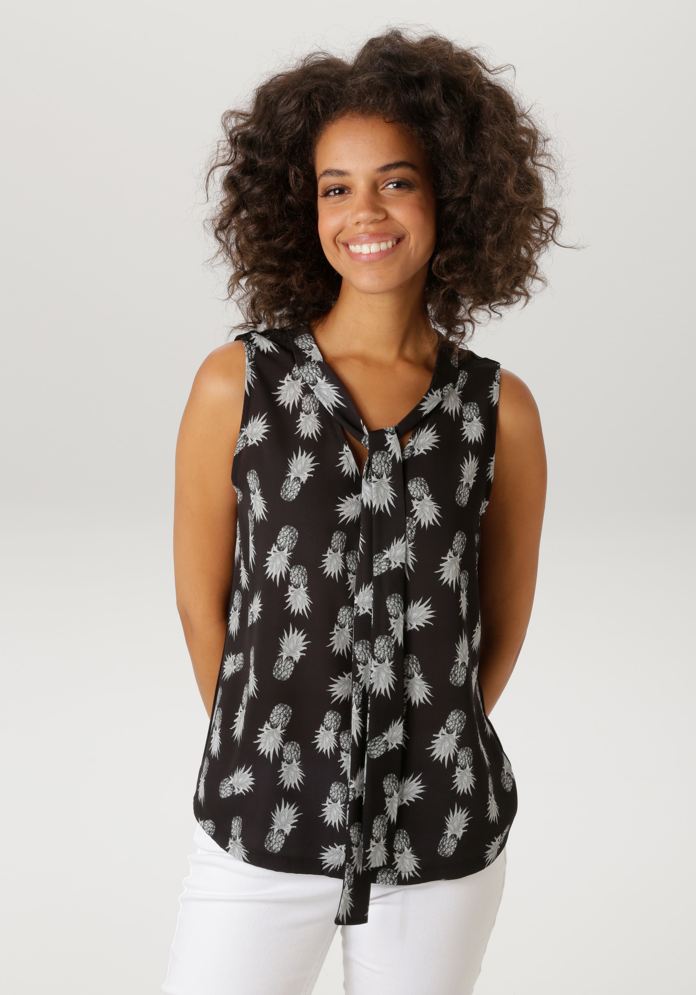 Image of Aniston CASUAL Blusentop mit Ananas-Druck - jedes Teil ein Unikat