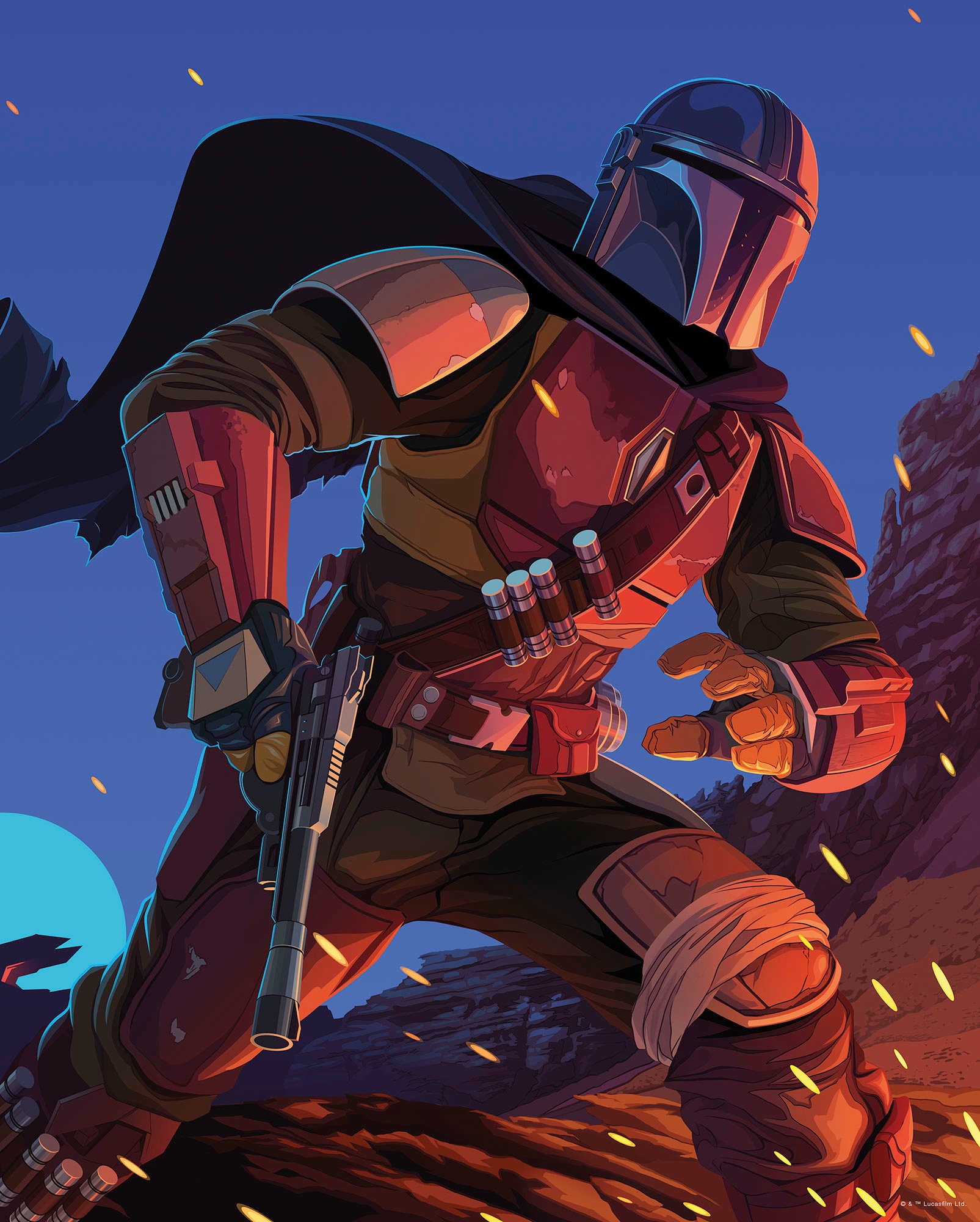 Image of Komar Bild "Mandalorian Ambush" Disney Star Wars 1 Stk. tlg. Wandbild zur Dekoration im Kinderzimmer - ohne Rahmen