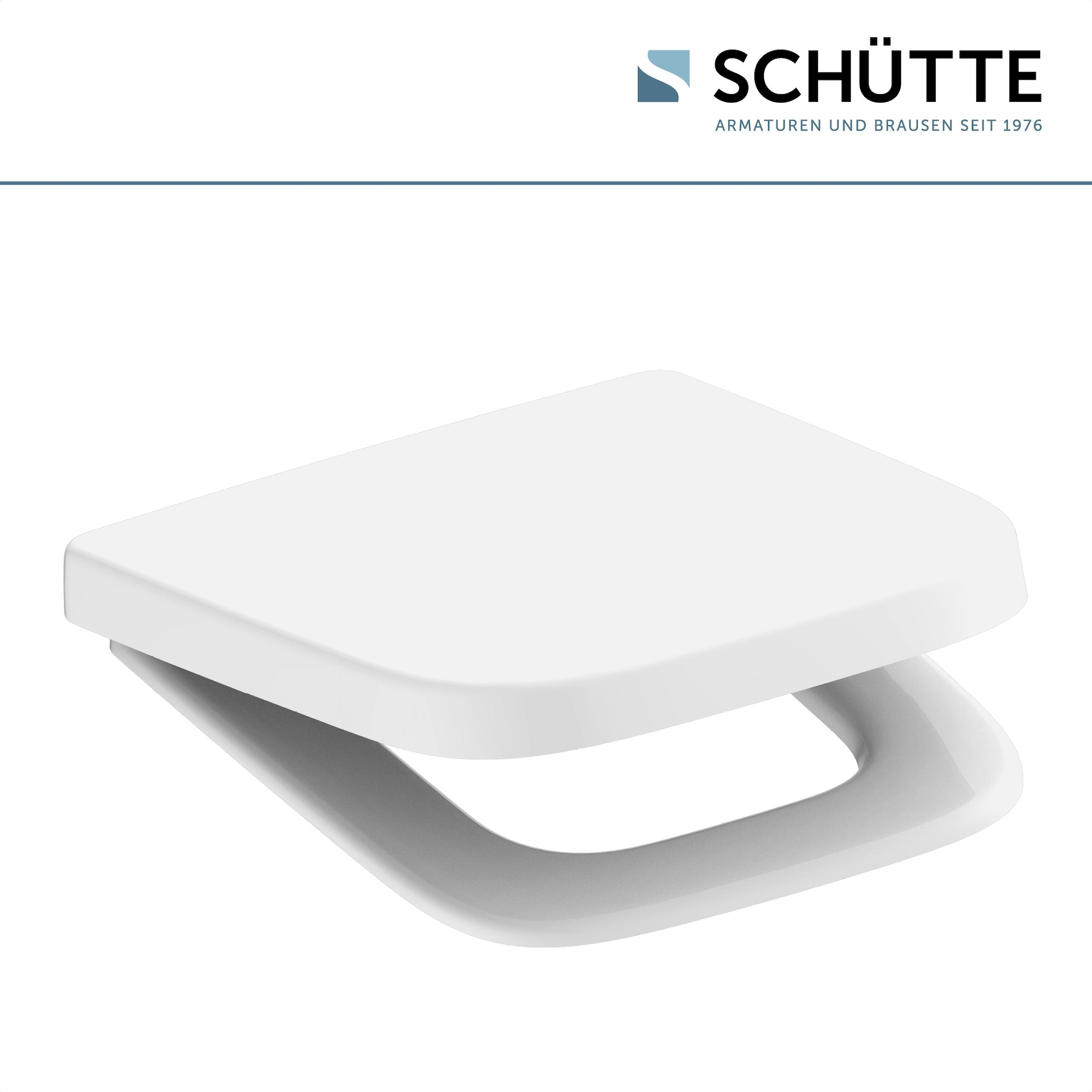 Schütte Siège de WC »Duroplast, WHITE E-Form PRO 4« Abattant WC, matériel de fixation, notice de montage,  Avec descente automatique et fermeture rapide