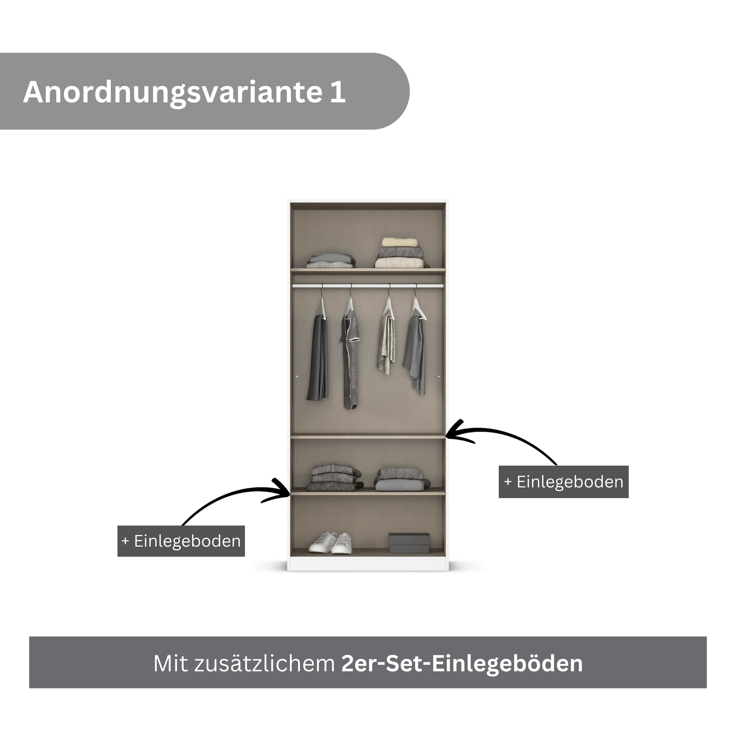 GOODproduct Armoire à portes battantes »Kleiderschrank Schrank Garderobe AGORDO mit Dekor- oder Hochglanzfront« en deux couleurs de poignées, largeurs 91-405 cm,  aménagement intérieur réfléchi, en 8 largeurs et 2 hauteurs, FABRIQUÉ EN ALLEMAGNE