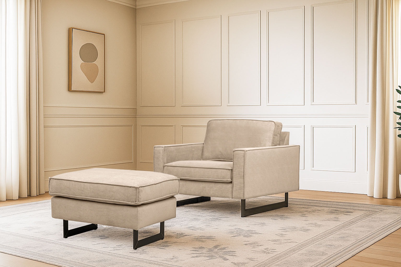 Home affaire Canapé 2 places »Pinto 105 cm, Cord, Chenille, Lederoptik« mit Keder, Metallfüssen und auch in Cord Bezug erhältlich