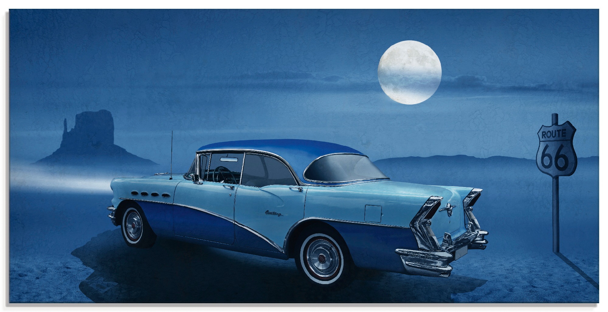 Image of Artland Glasbild »Blaue Nacht auf der Route 66«, Auto, (1 St.) bei Ackermann Versand Schweiz