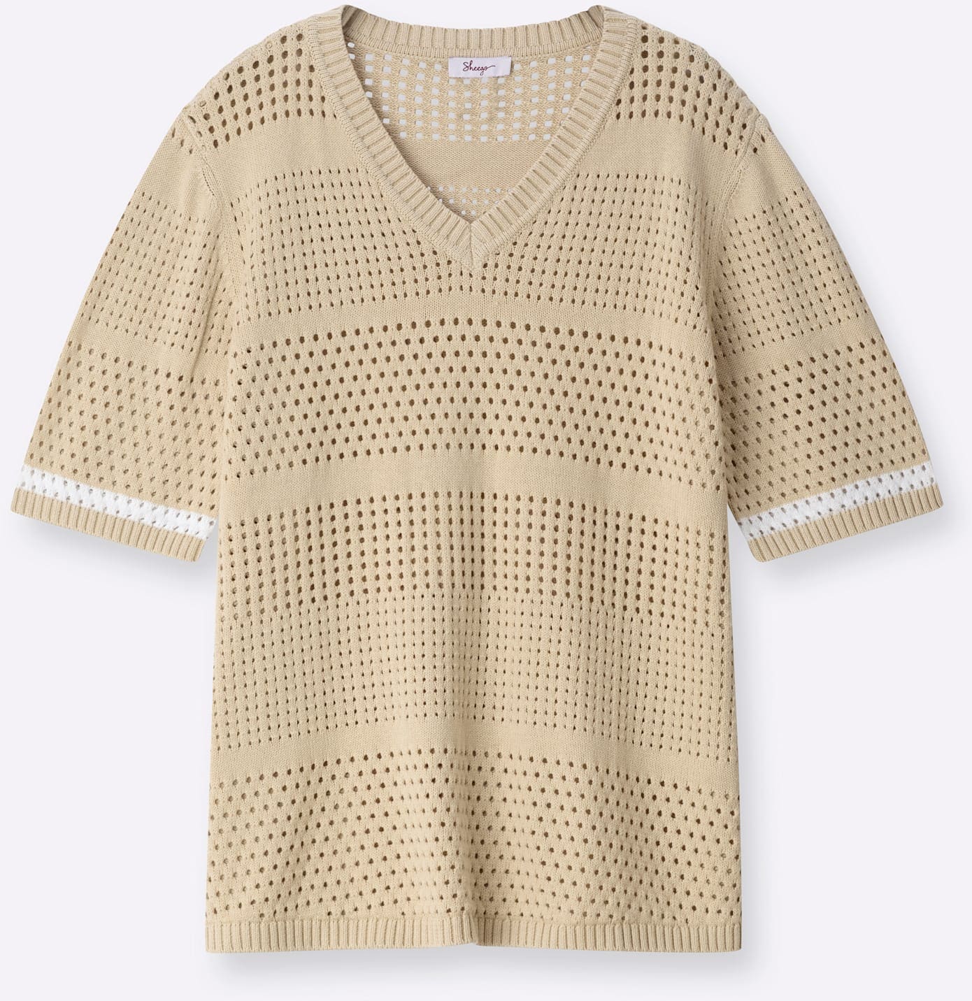 Sheego Pull en tricot »Halbarm-Pullover«