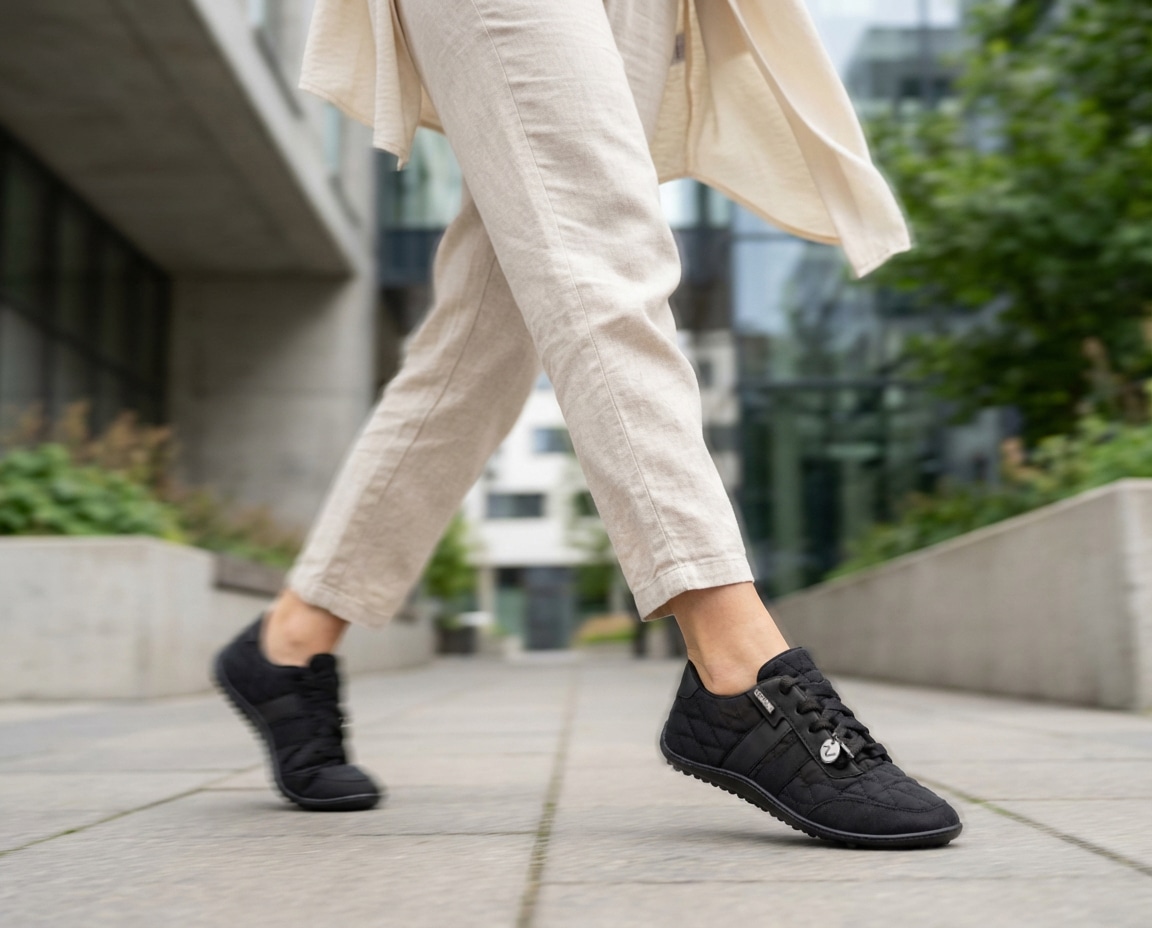 Leguano Chaussures pieds nus »NIGHTSTEP«  chaussure à lacets avec surpiqûres décoratives et pendentif logo