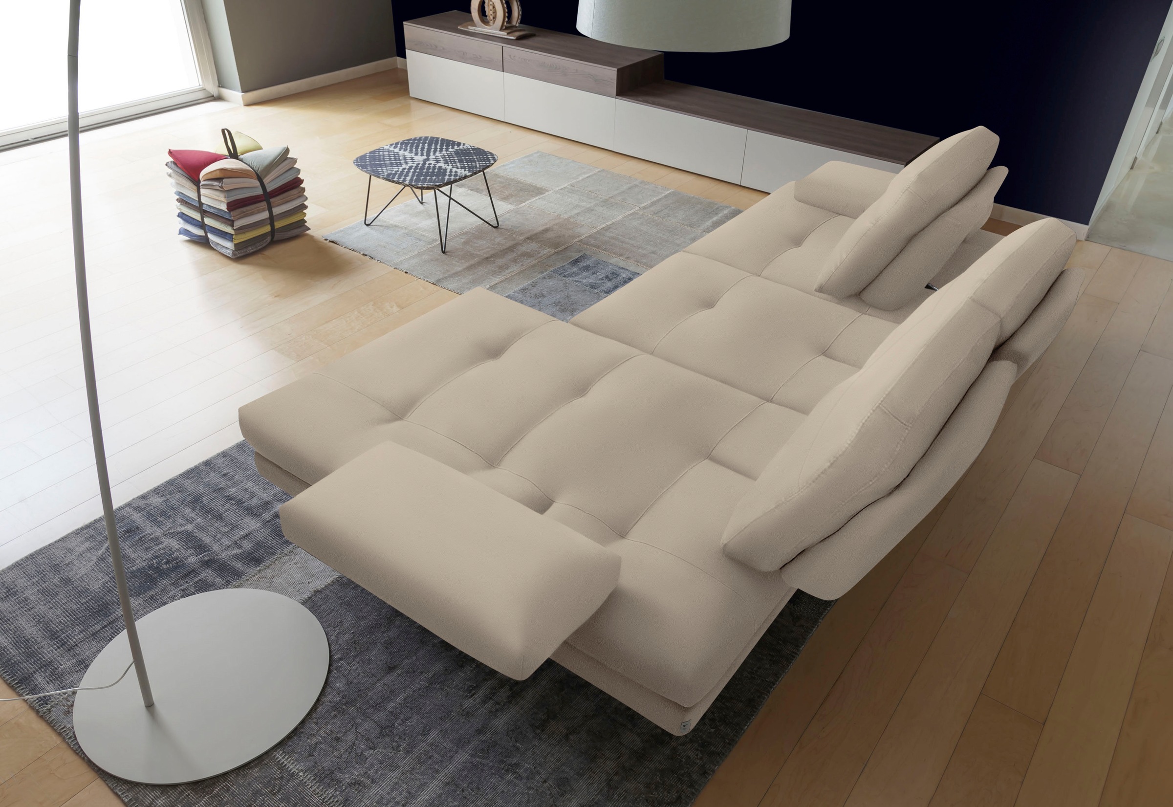 CALIA ITALIA Ecksofa »Toby Wing, Komfortsofa der Extraklasse, bequem, L-Form«, inklusive Sitztiefenverstellung, Füsse in chrom glänzend