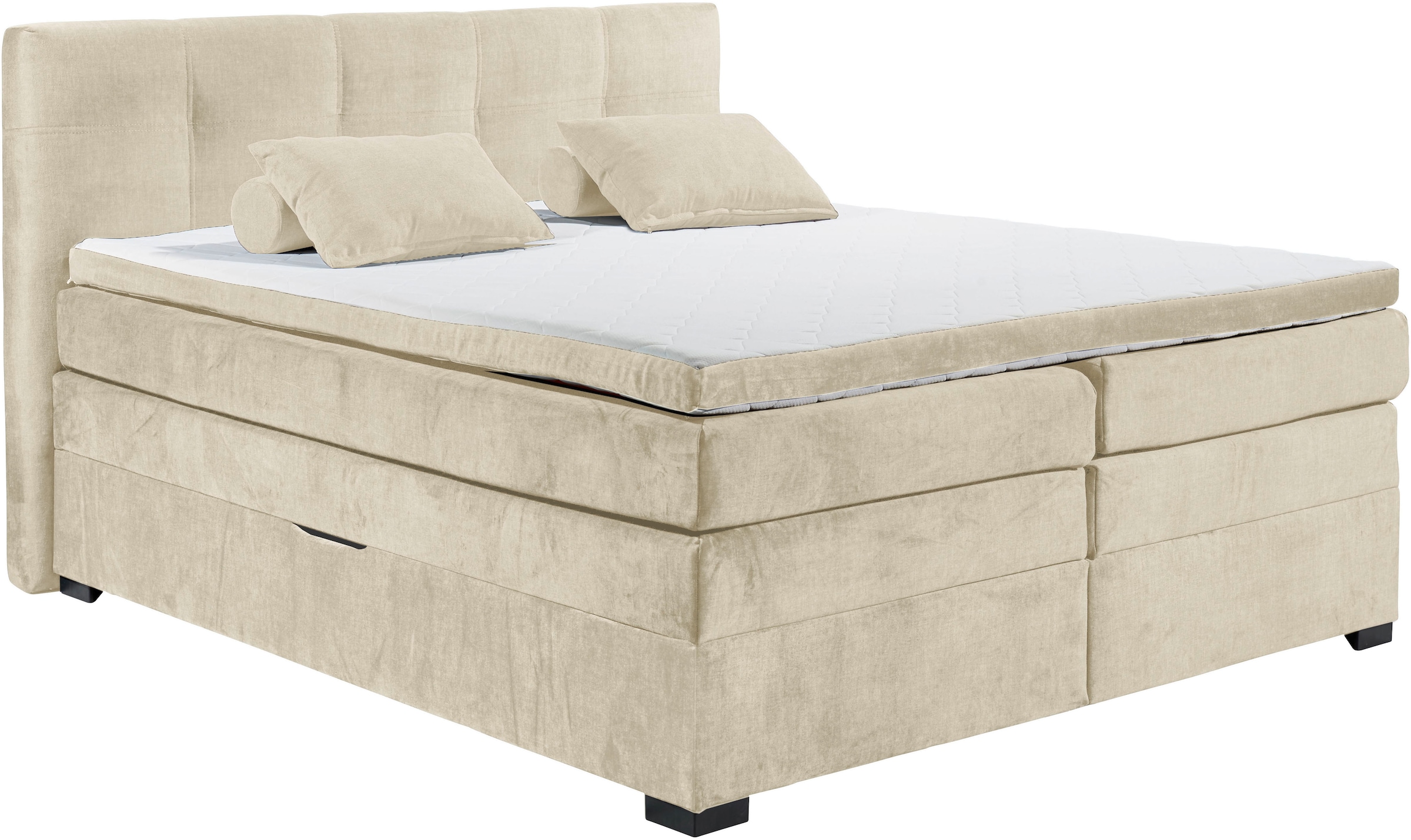 ED EXCITING DESIGN Lit boxspring »Fanes mit Komforteinstiegshöhe von 73cm« erhältlich in 180x200cm, inkl. Bettkasten und 7cm Visco-Topper