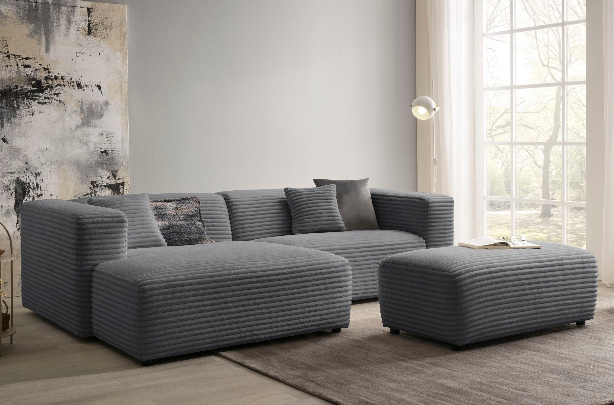 andas Polsterecke »BAKELS«, Ecksofa-Set (incl. Hocker) im trendigen Megacord