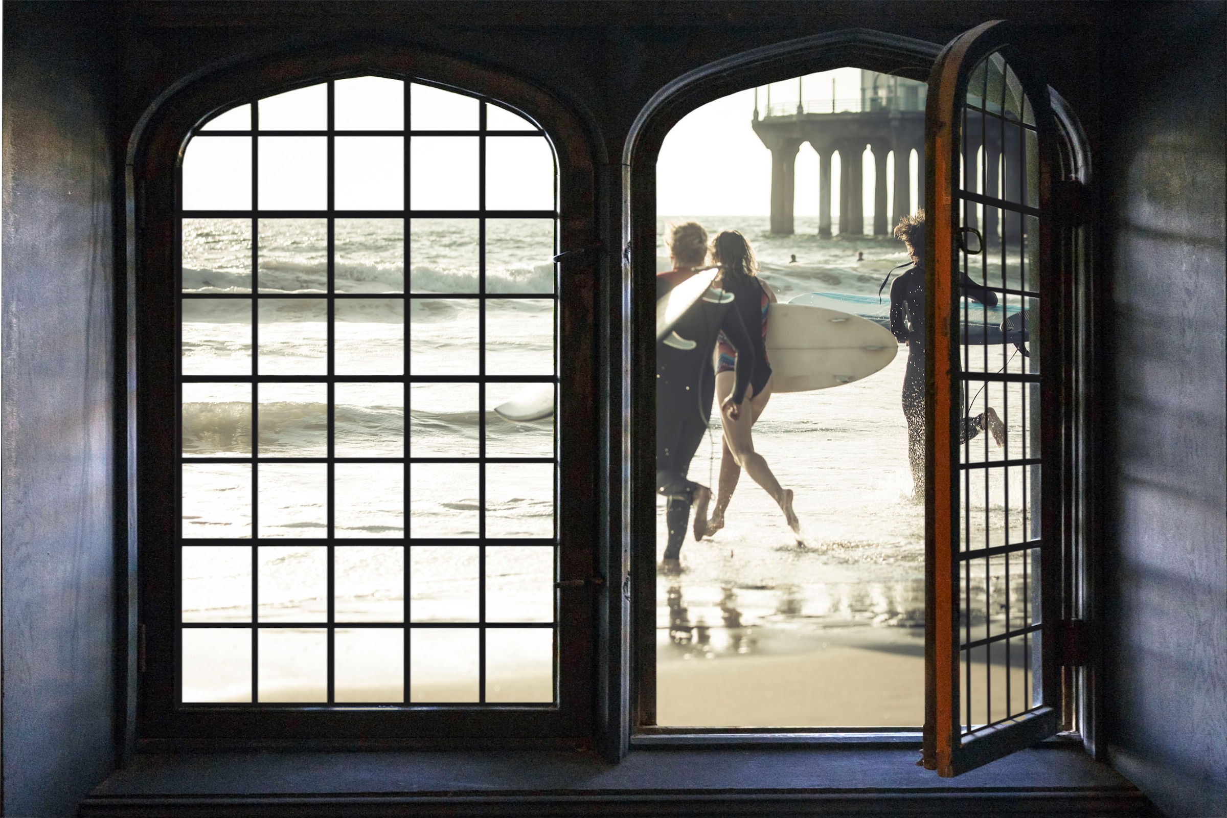 Image of queence Wandsticker "Surfer" Wandsticker, Wandbild, selbstklebend, 3D, Fenster