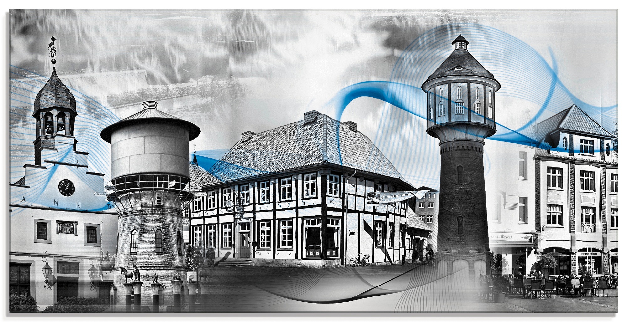 Image of Artland Glasbild »Lingen Emsland Collage 01«, Gebäude, (1 St.) bei Ackermann Versand Schweiz