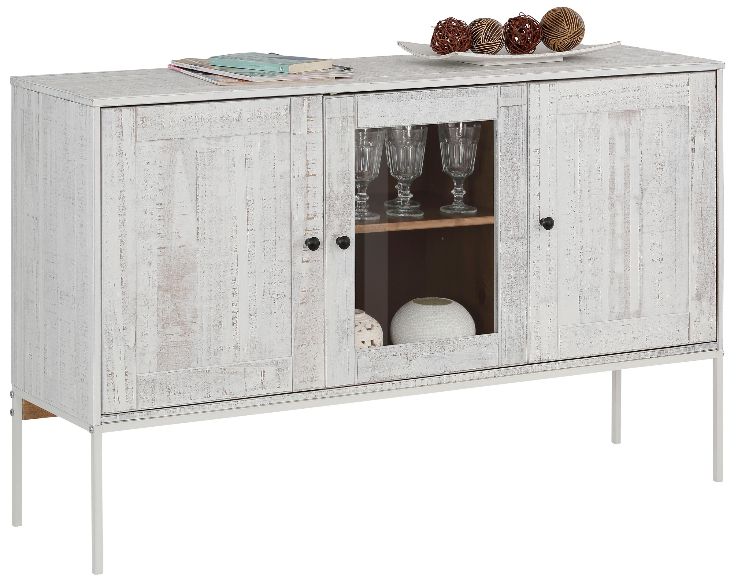 Image of GOODproduct Sideboard "Freya" Kommode mit 2 Holztüren, aus Massivholz, Breite 130 cm