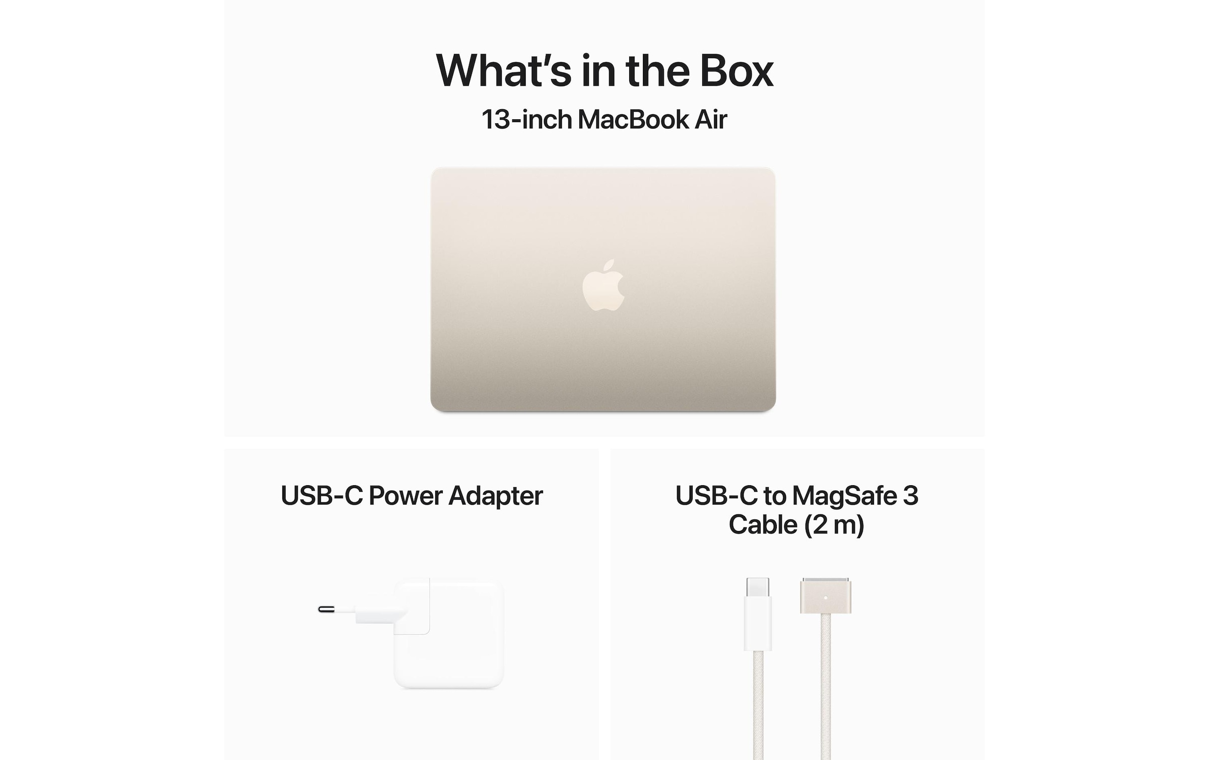 Apple MacBook Air 13 Zoll (2024), M3 Chip, 8C CPU, 8C GPU, 30W Power Adapter