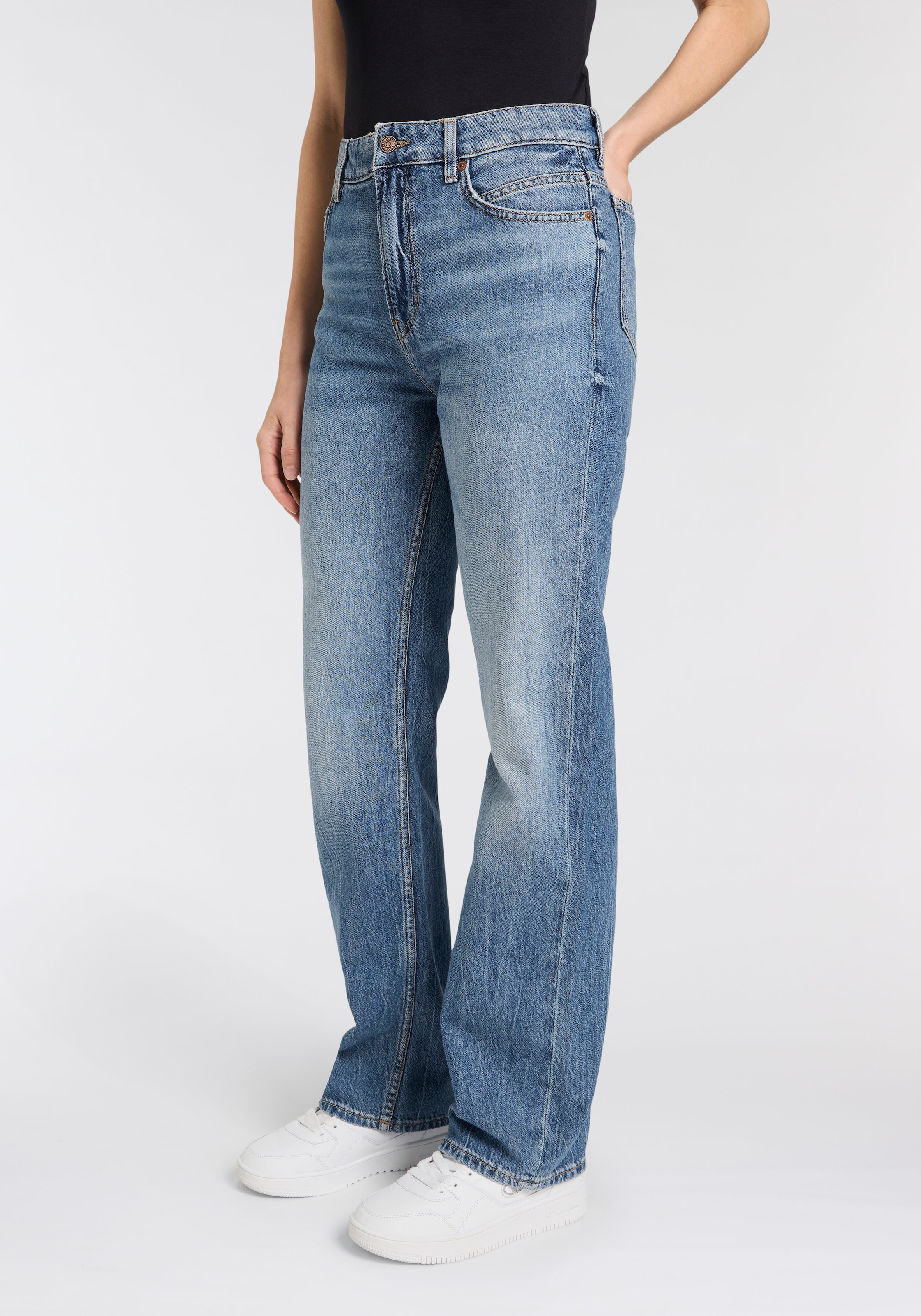 Image of BOSS ORANGE Straight-Jeans "Ada 10.0 Premium Damenmode" mit hohem Bund, High Rise
