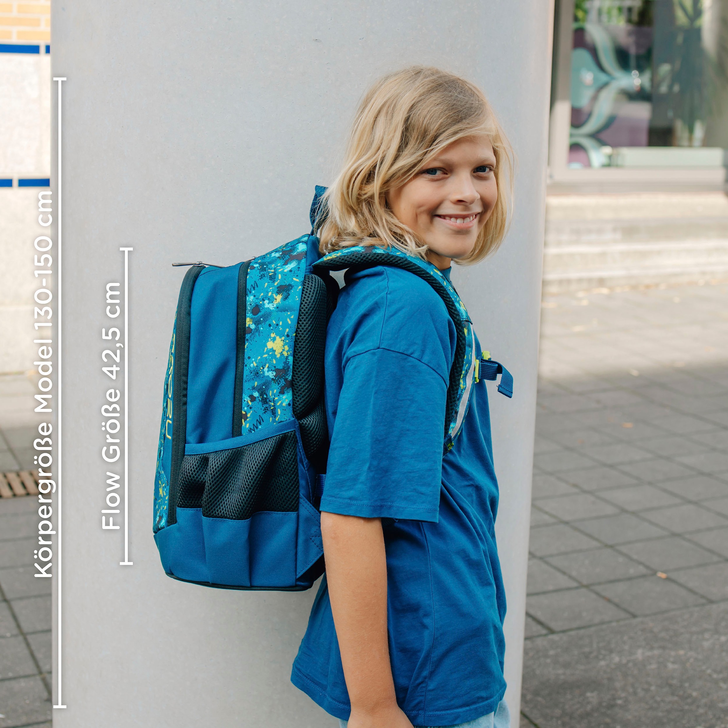 neoxx Schulrucksack »Flow, Petrol Extreme«, teilweise aus recyceltem Material