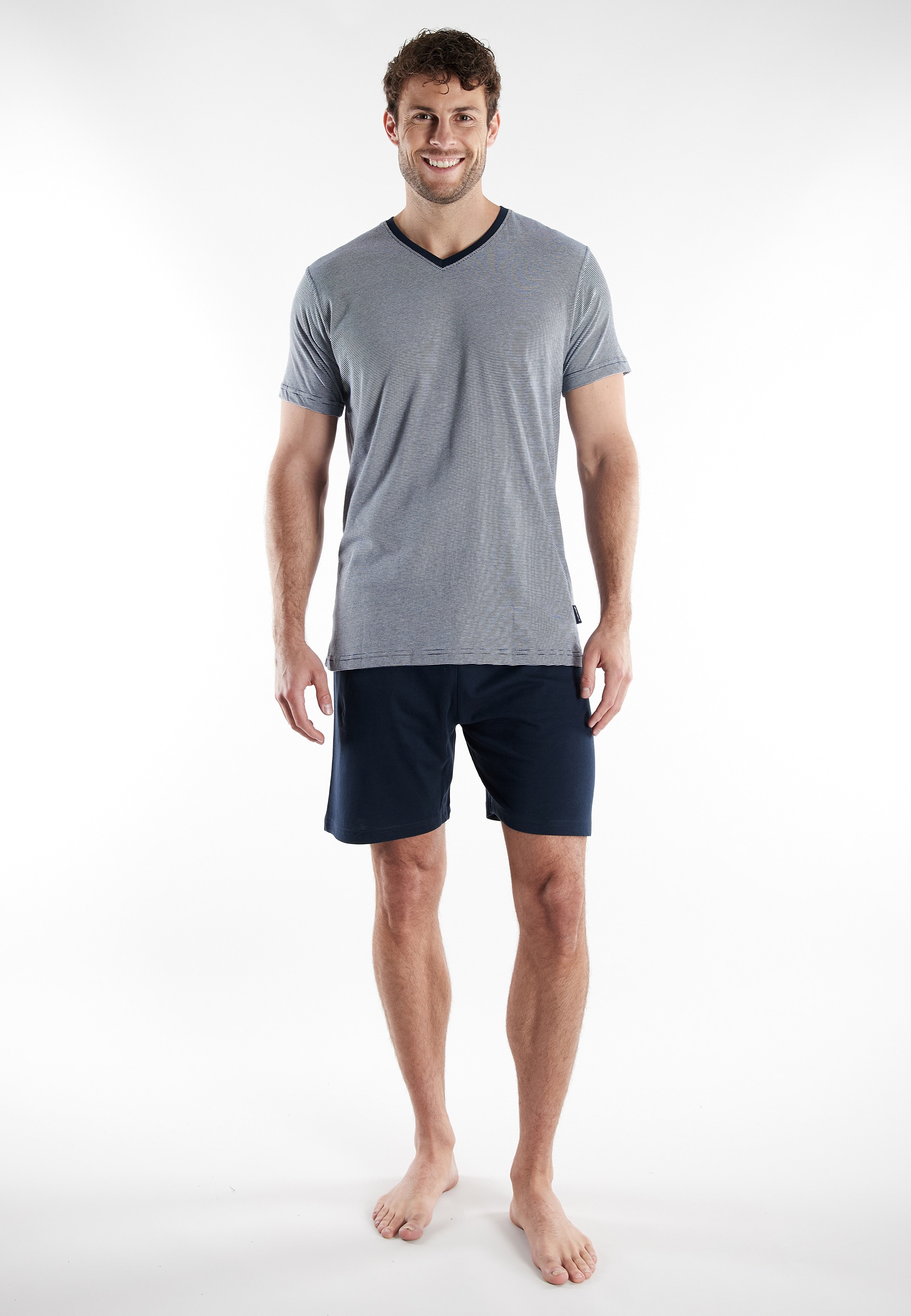 Image of TOM TAILOR Shorty "Nevada" 2 tlg. Streifendesign, Kurzarm, V-Ausschnitt, kurze Hose
