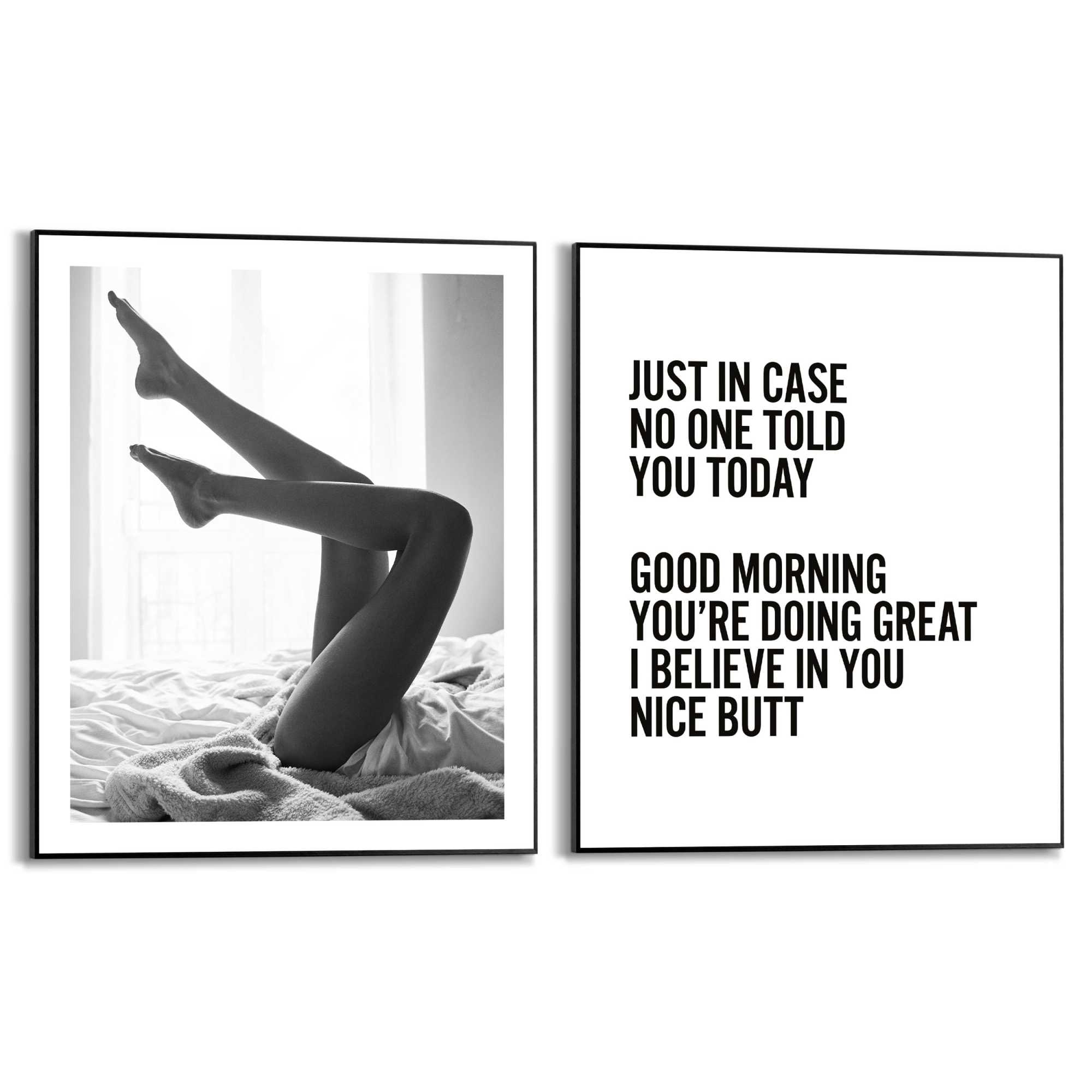 Image of Reinders Poster "Body" Schlafzimmer - Good morning - Schwarz-Weiss - MDF - 40x50 cm