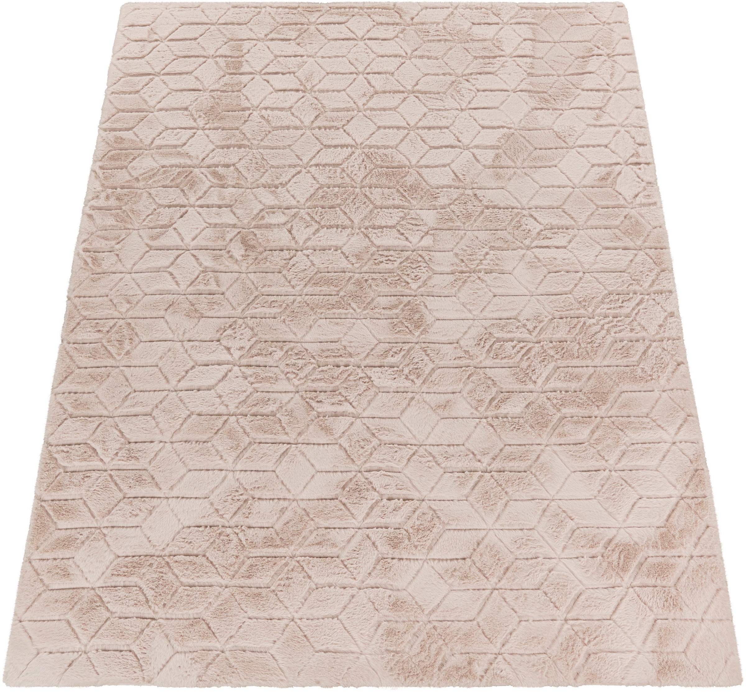 Image of Paco Home Hochflor-Teppich "Arnheim 745" rechteckig 26 mm Höhe Uni Farben, modernes geometrisches Design, besonders weich