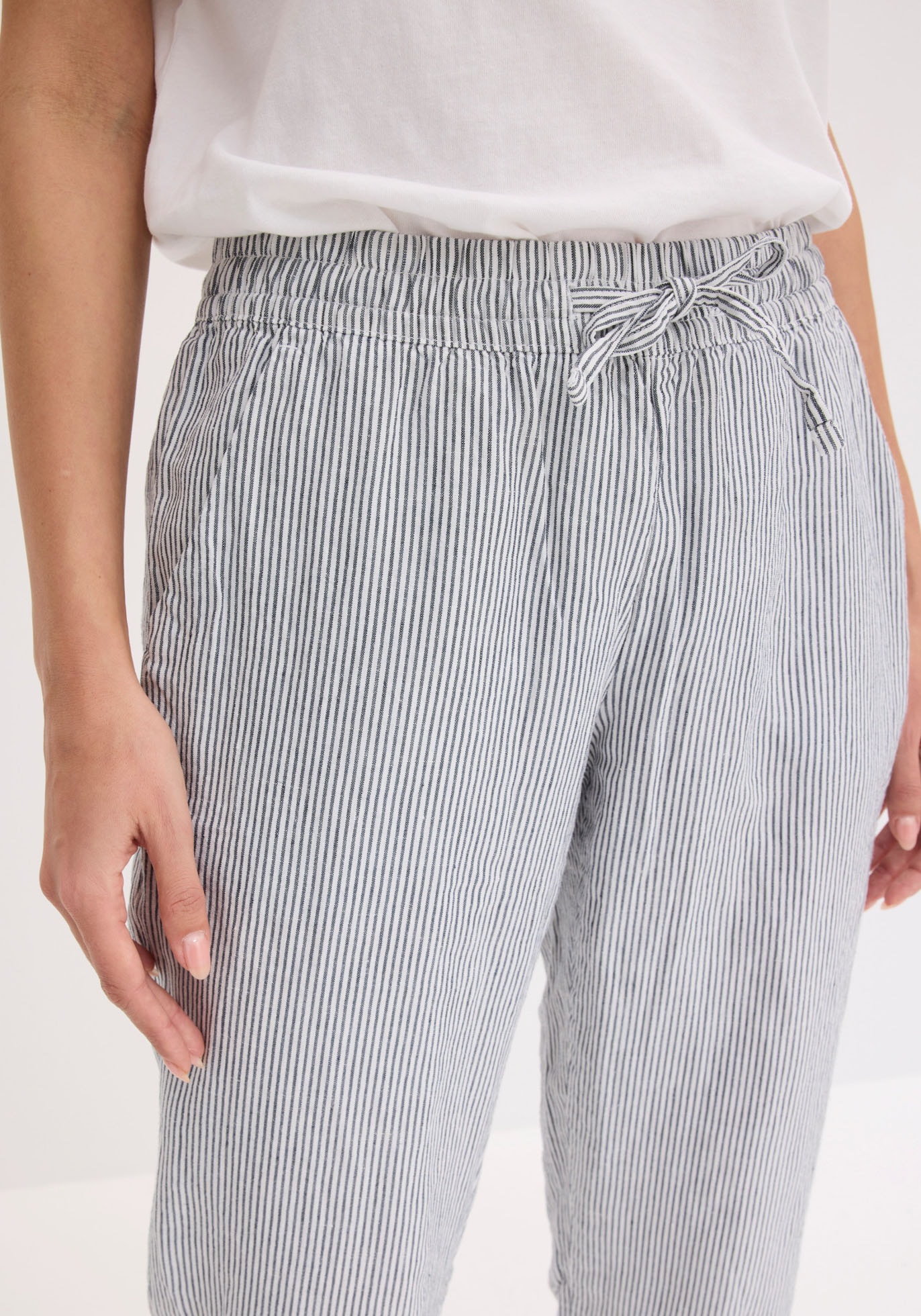 bonprix Pantalon en lin  aus Leinen und Lyocell, mit Elastik-Bündchen, Regular Fit