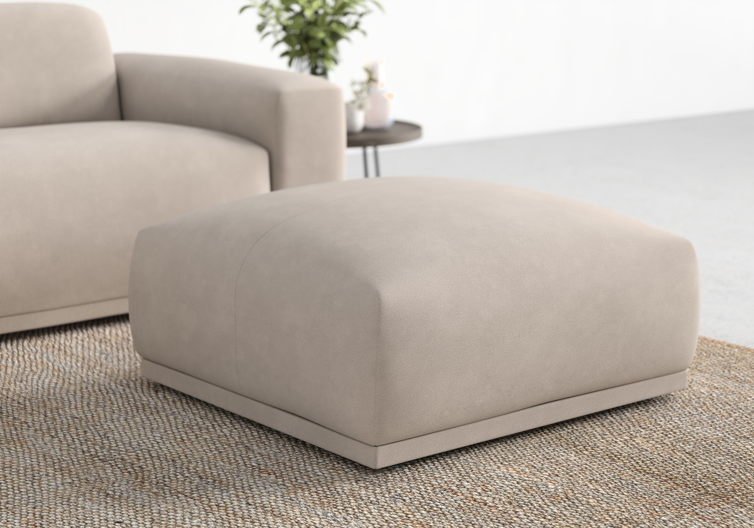 TRENDMANUFAKTUR Hocker »Braga Japandi-Design, mit hochwertigem Kaltschaum, quadratisch, in« 1 Stk. tlg. moderner Polsterhocker, 85/42/85 cm (B/H/T)