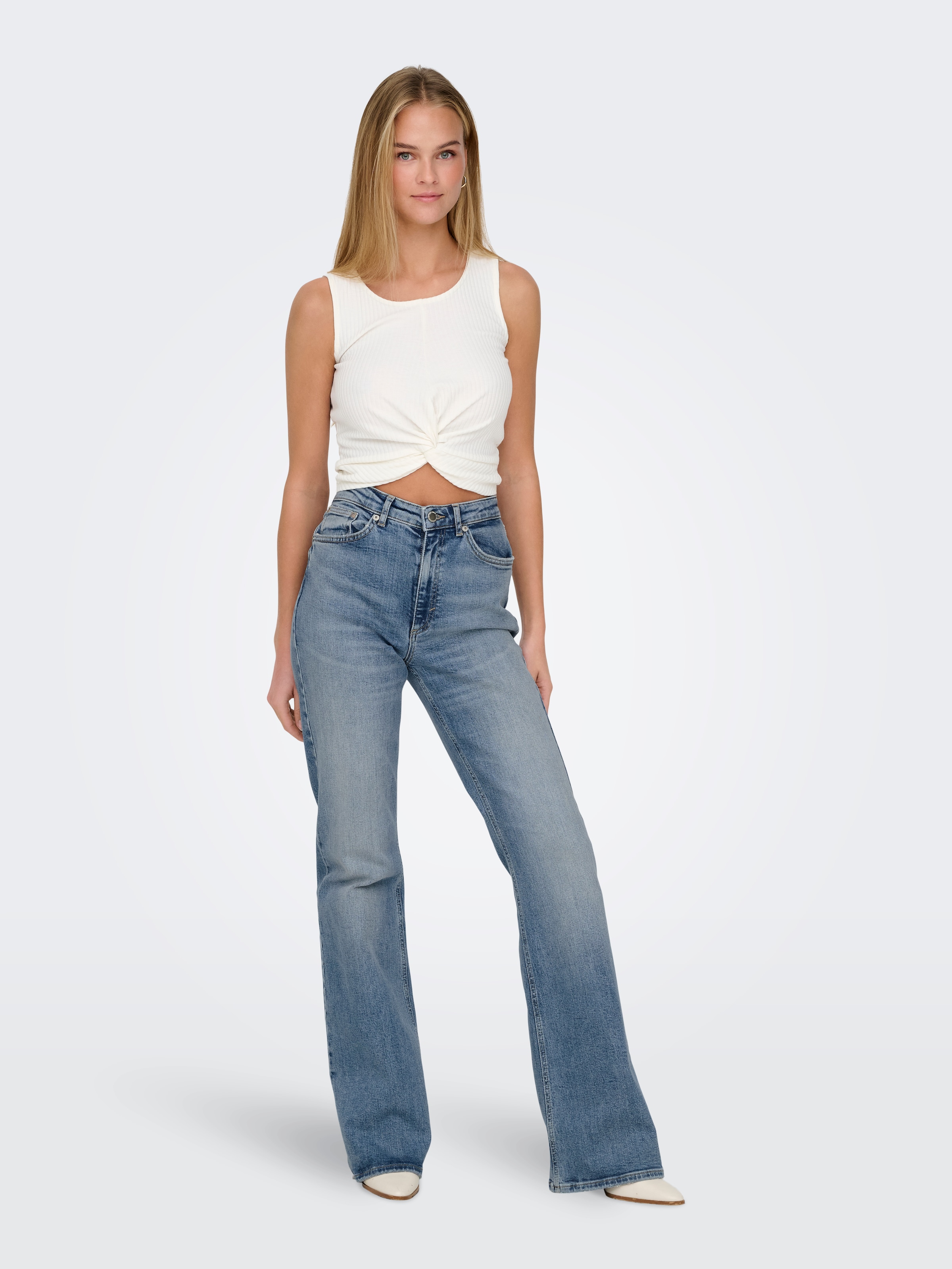 Image of ONLY Bootcut-Jeans "ONLJUICY HW FLARED DNM DOT023 NOOS" Baumwollmischung, bootcut fit, high waist