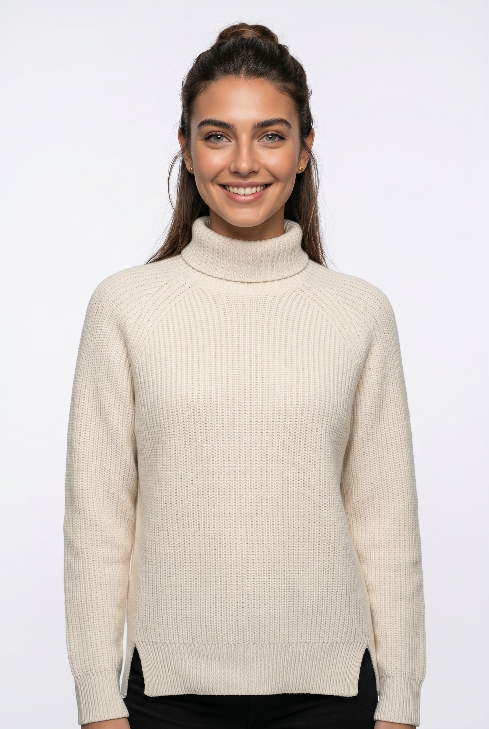 Image of RICHROYAL Rollkragenpullover mit Seitenschlitzen, locker geschnitten, Materialmix mit Kaschmir